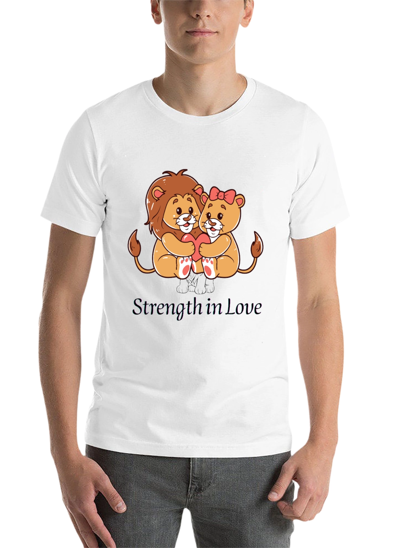 Black Lion Love T-Shirt - Strength in Love Design view 14