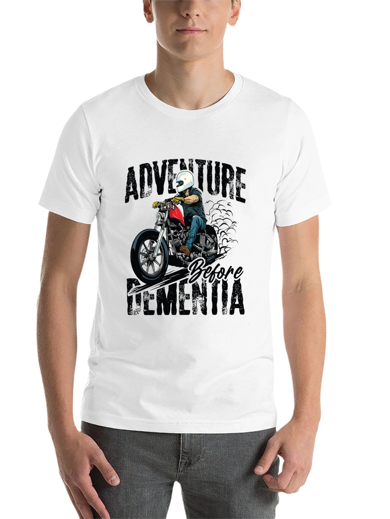 Black Adventure Before Dementia Biker Graphic Tee view 14