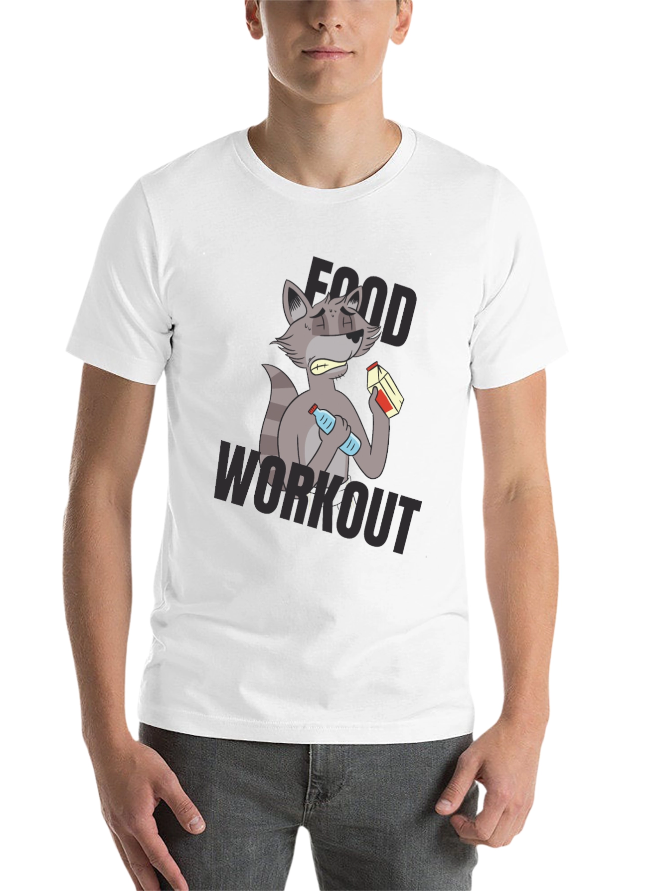 Black Food Workout T-Shirt - Funny Raccoon Gym Tee view 14