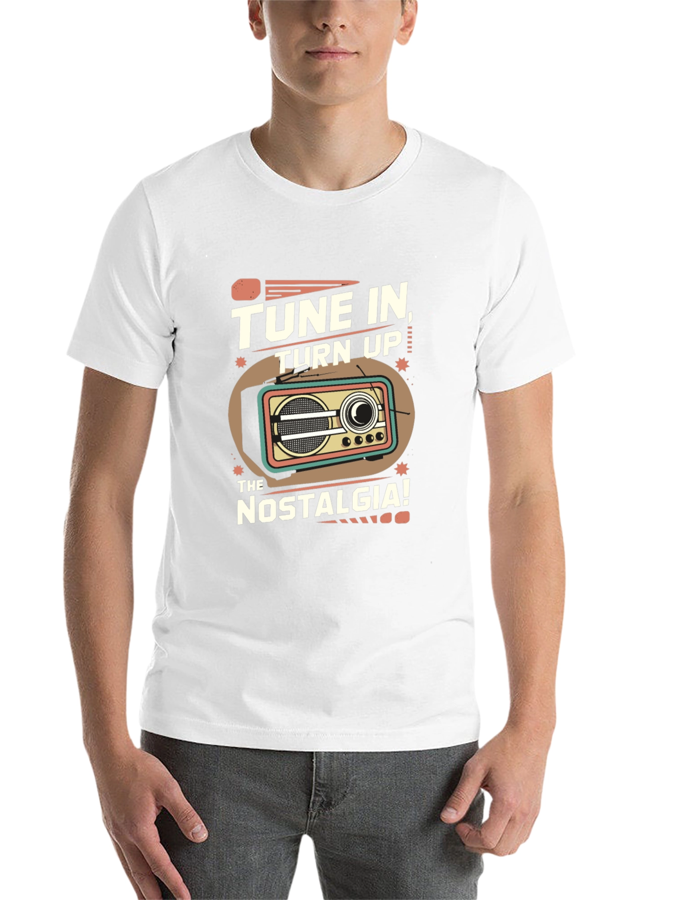 Black Tune In Nostalgia Retro Radio T-Shirt view 14