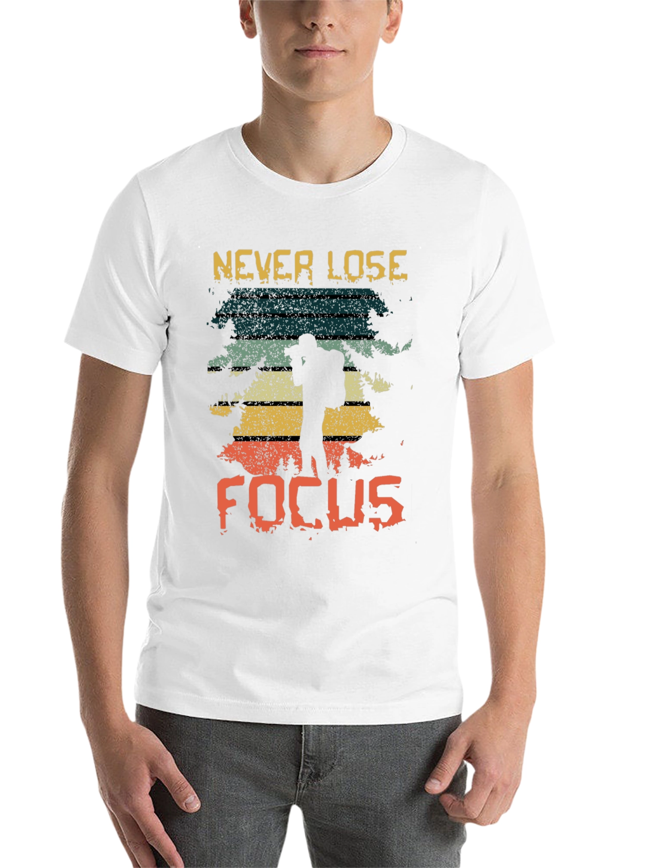 Black Never Lose Focus Retro Graphic Tee view 14