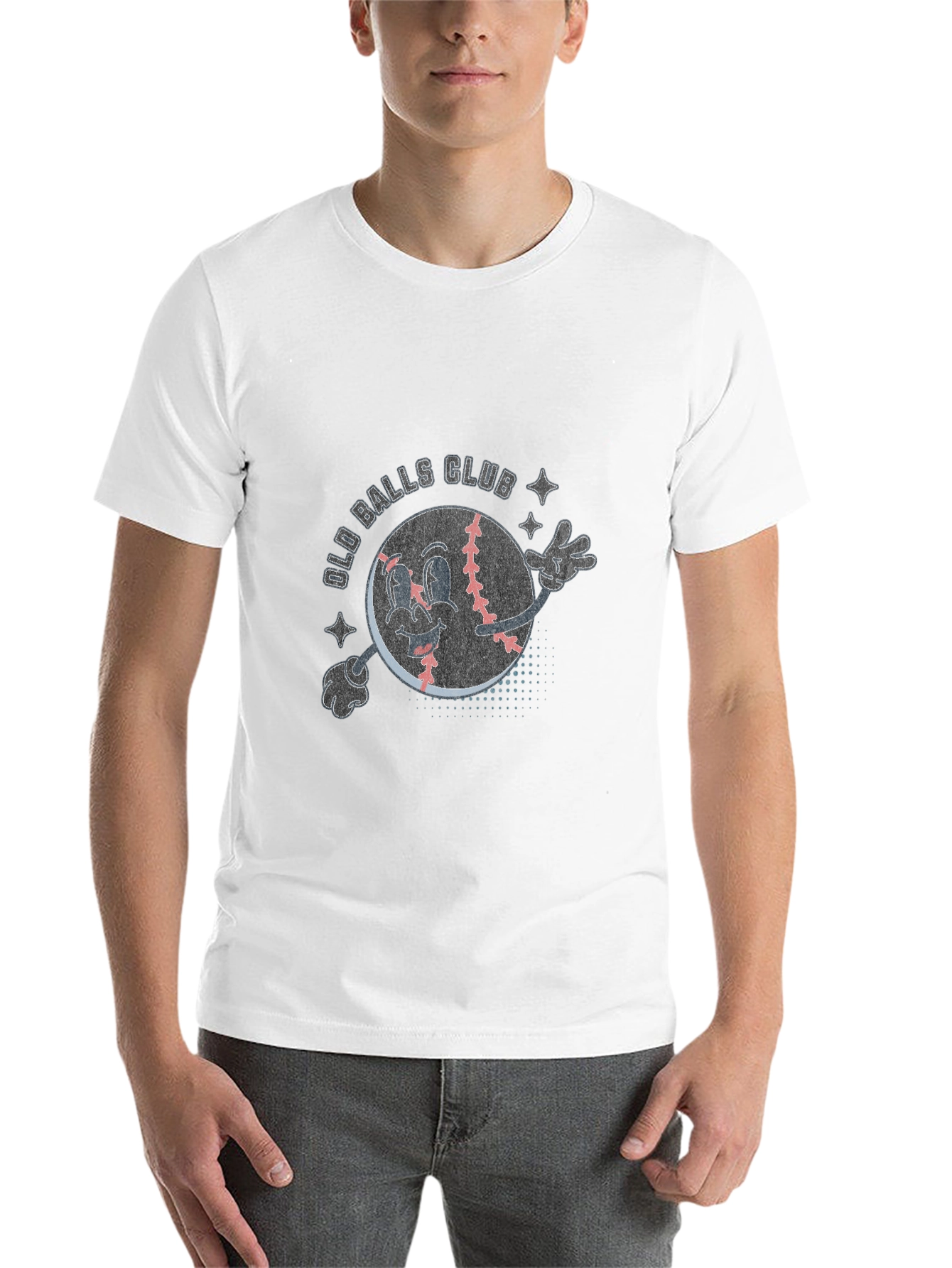 Black Old Balls Club Cartoon Baseball T-Shirt view 14