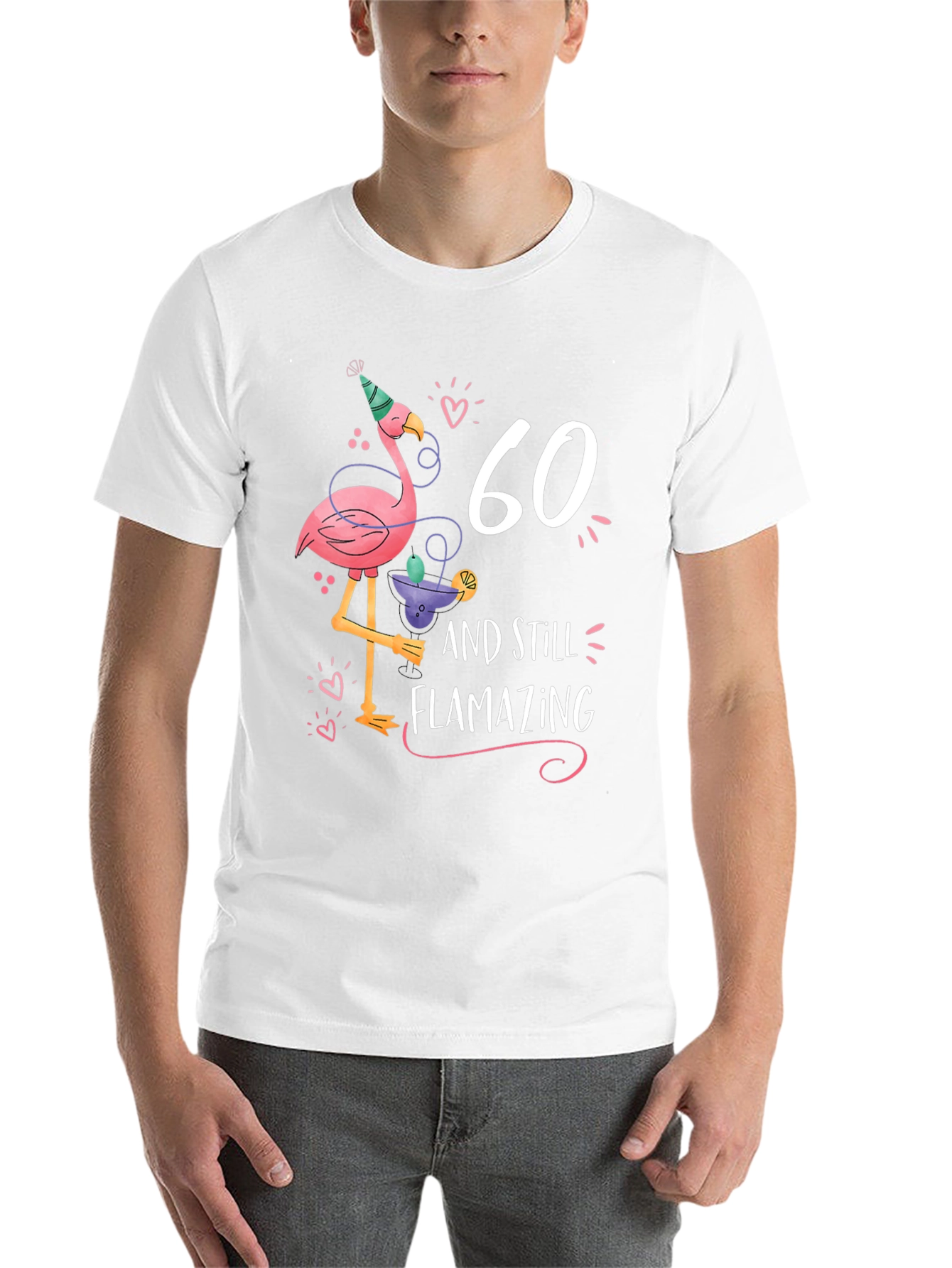 Black 60th Birthday Flamingo T-Shirt - Flamazing Gift Idea view 14