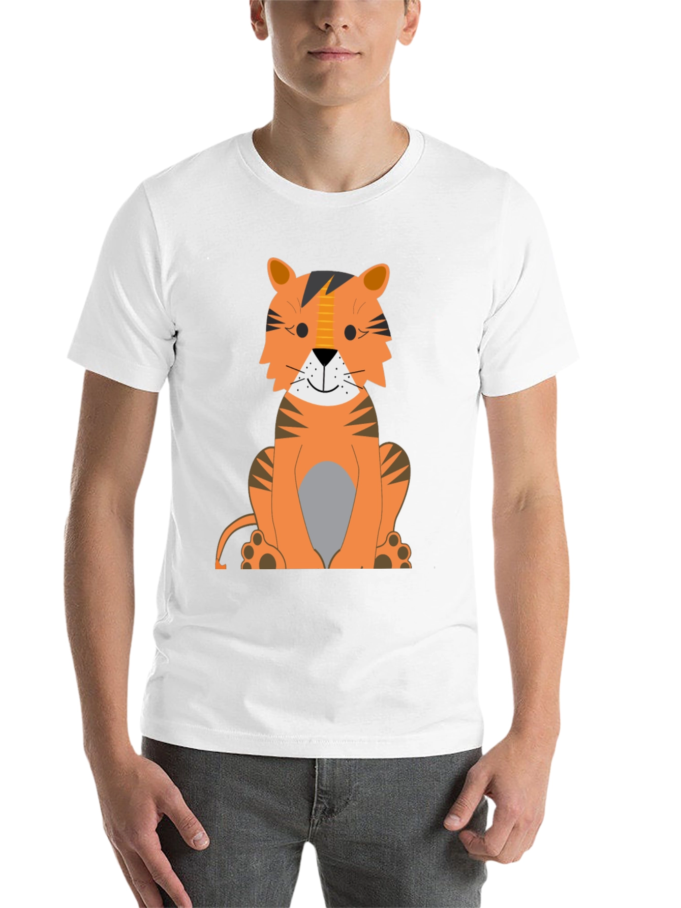 Black Cartoon Tiger Graphic Tee - Black view 14
