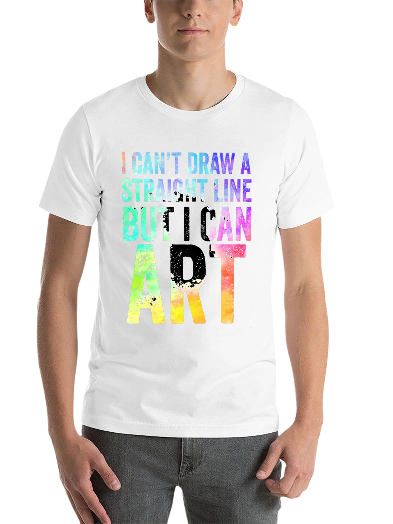 Black I Can't Draw A Straight Line But I Can Do Art T-Shirt view 14