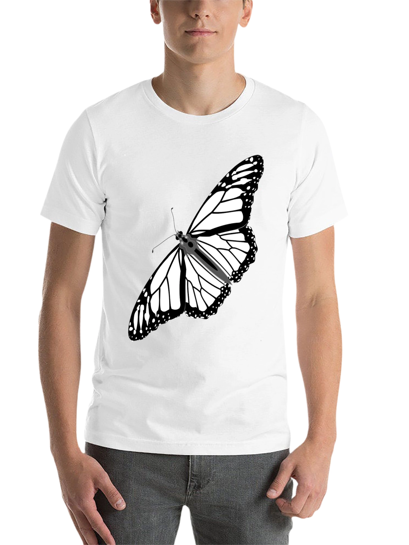 Black Butterfly Graphic Tee - Stylish Black Cotton T-Shirt view 14