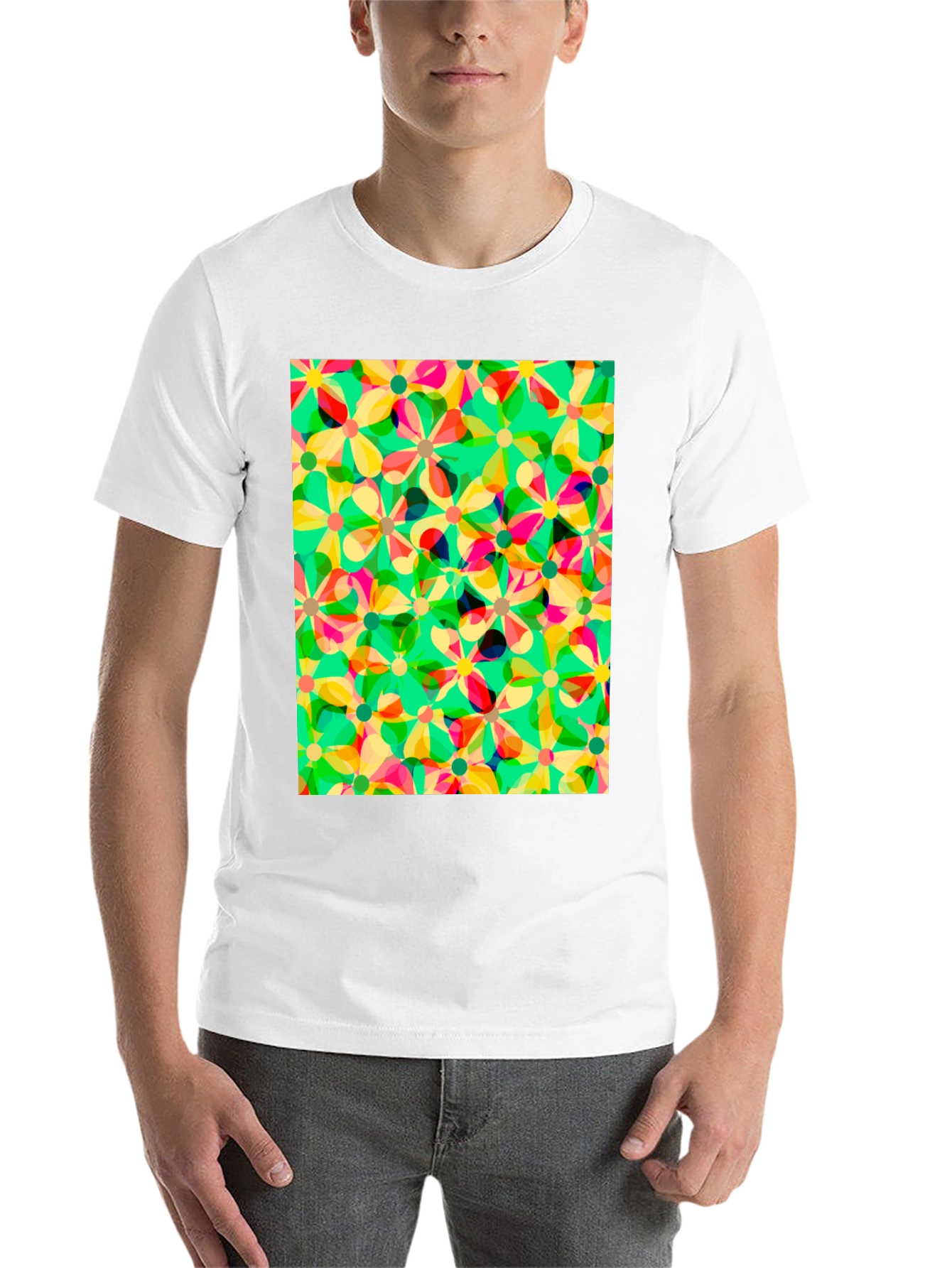 Black Floral Pattern Tee - Vibrant & Unique Design view 14