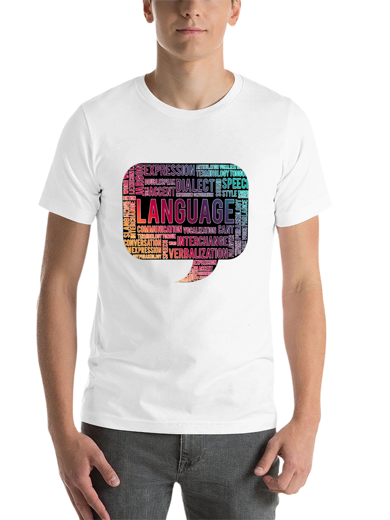 Black Language Word Cloud Graphic Tee view 14