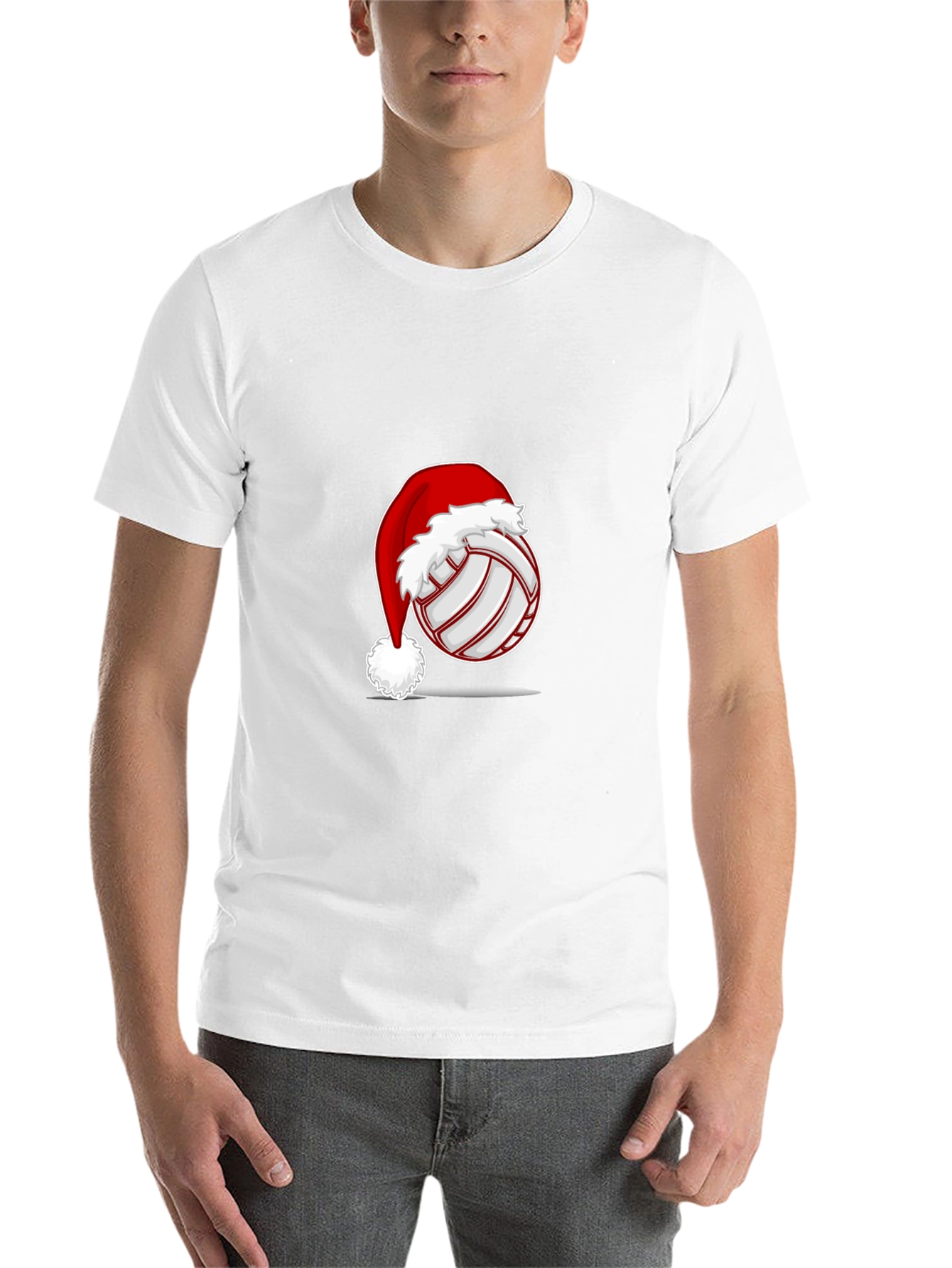 Black Volleyball Santa Hat Graphic Tee view 14