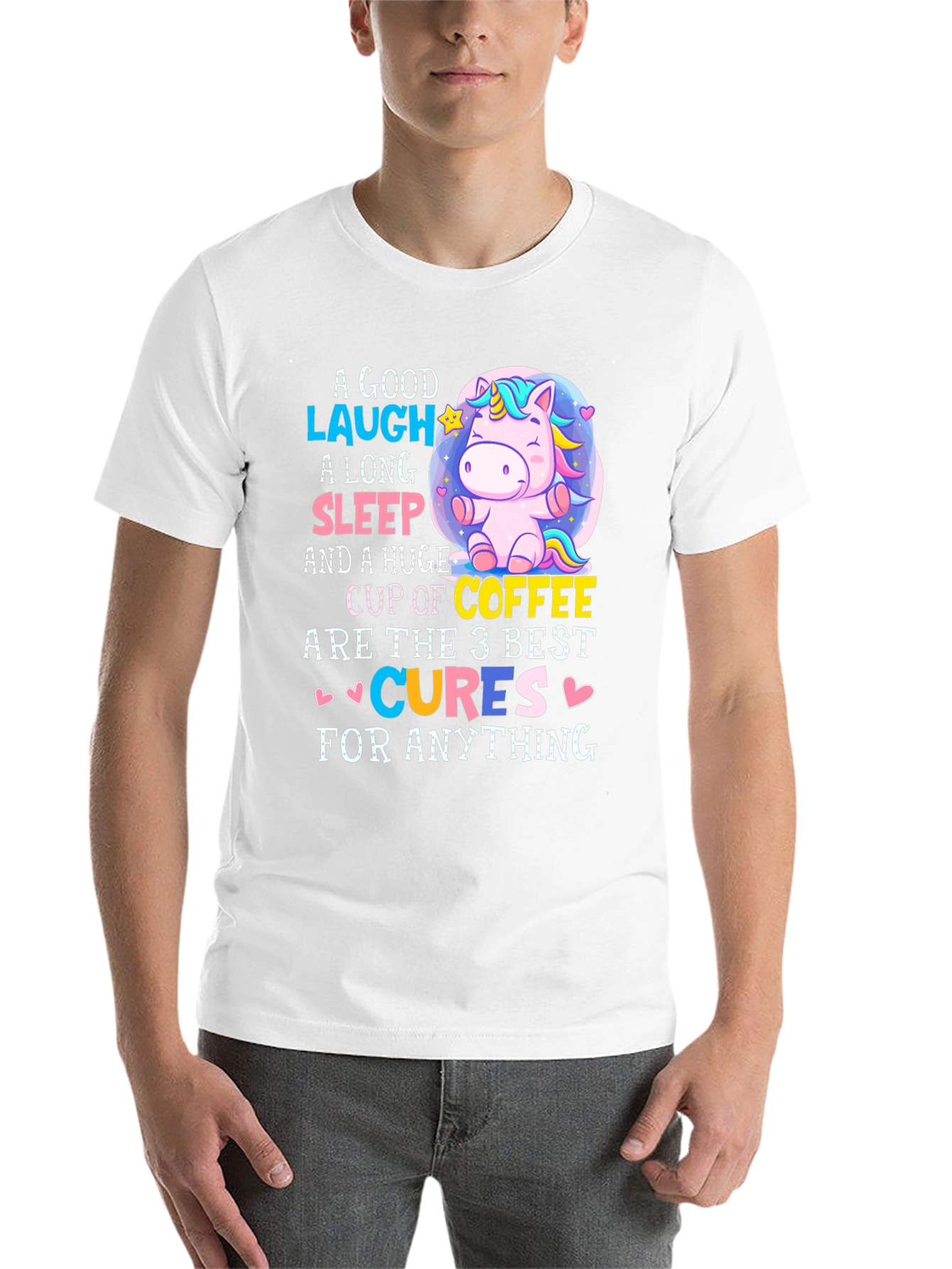 Black Funny Unicorn Coffee Cures T-Shirt view 14