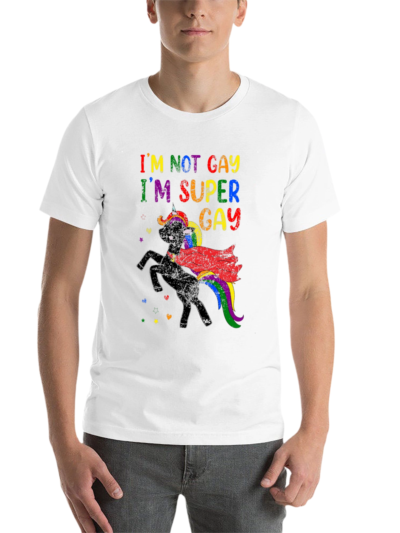 Black I'm Super Gay Unicorn T-Shirt view 14