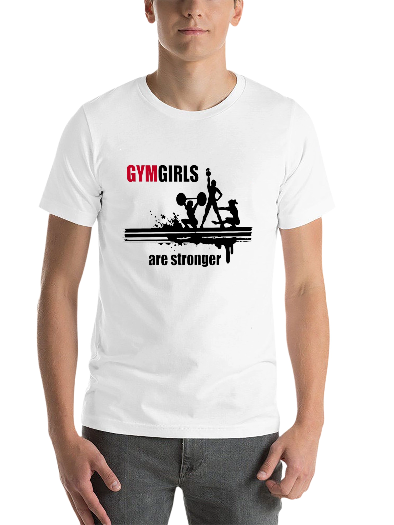Black Gym Girls are Stronger T-Shirt - Black view 14