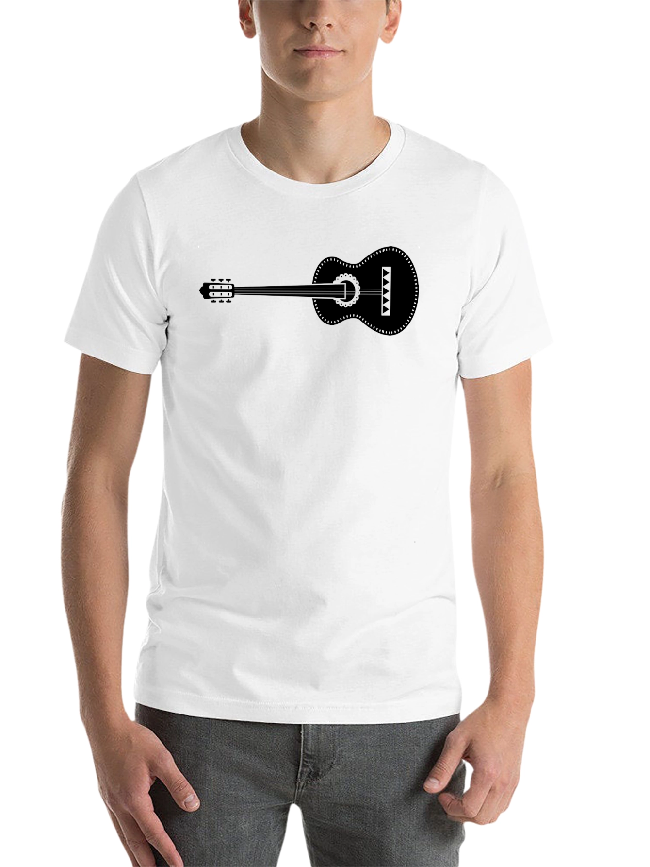 Black Guitar Graphic Tee - Black Cotton T-Shirt view 14