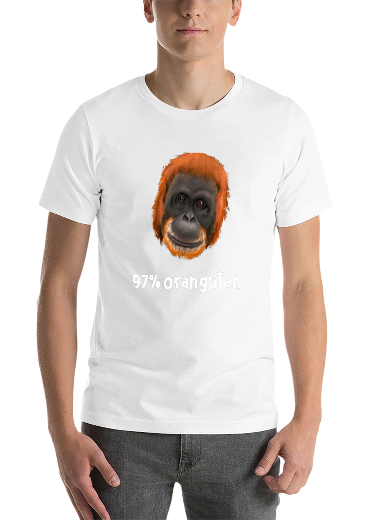 Funny 97% Orangutan Graphic Print T-Shirt - 14