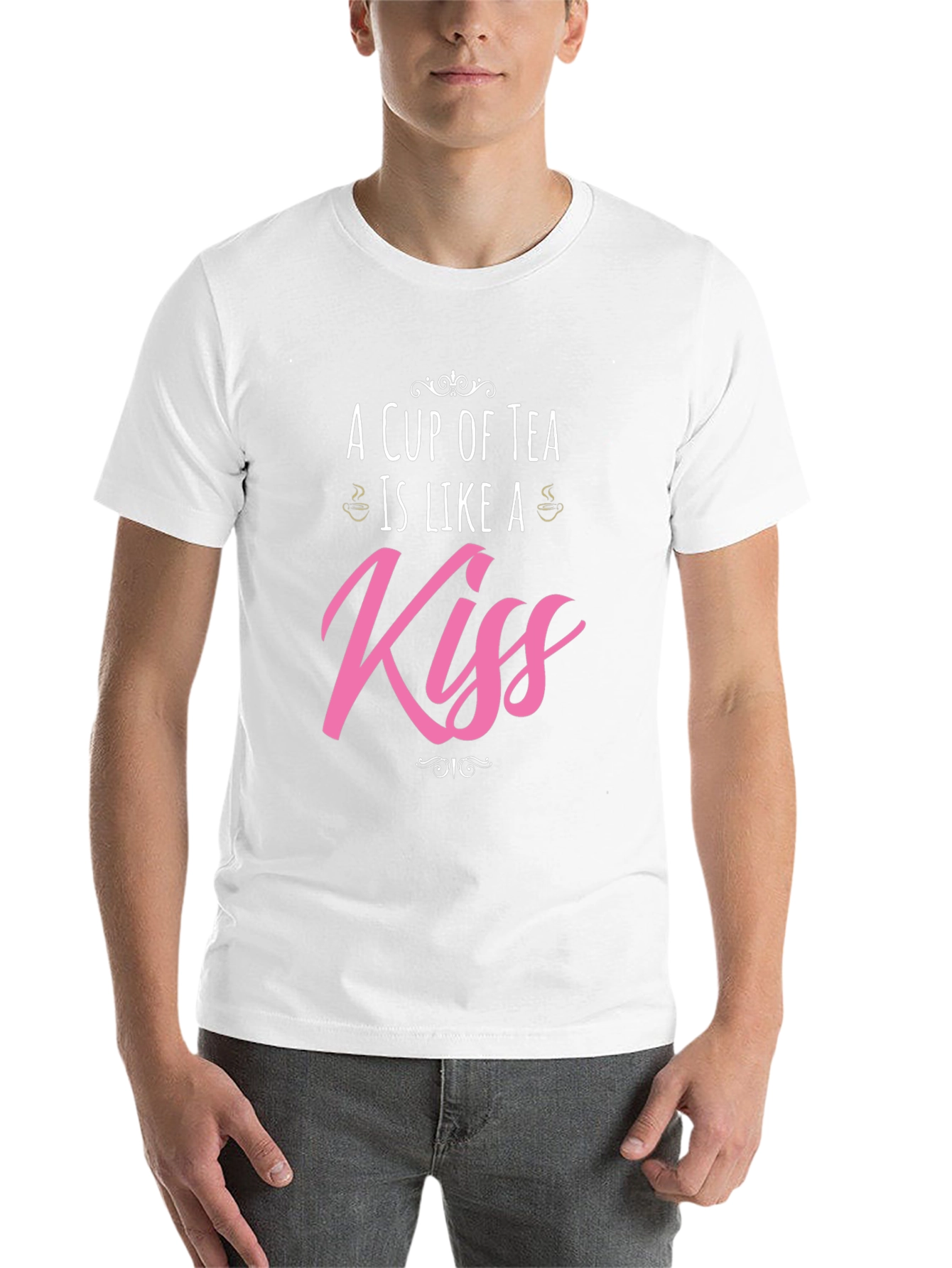 Black A Cup of Tea is Like a Kiss Graphic T-Shirt view 14
