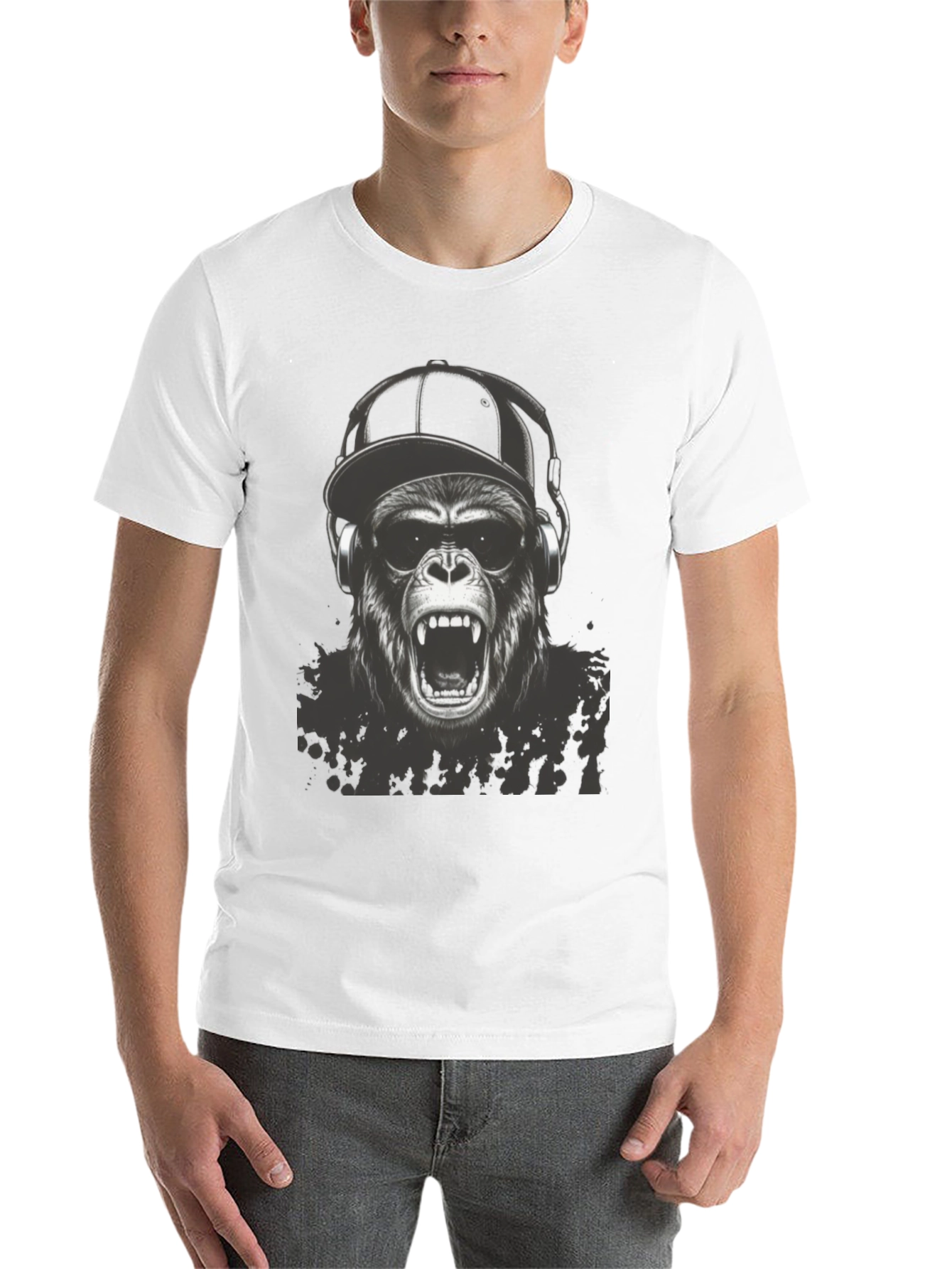 Black Cool Gorilla Graphic Tee view 14