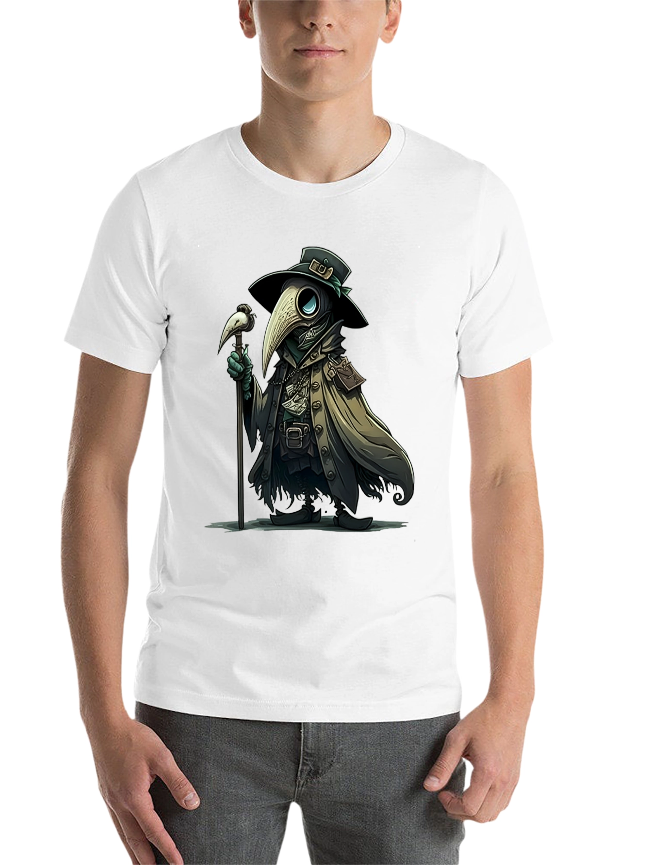 Black Plague Doctor T-Shirt - Unique Graphic Tee view 14
