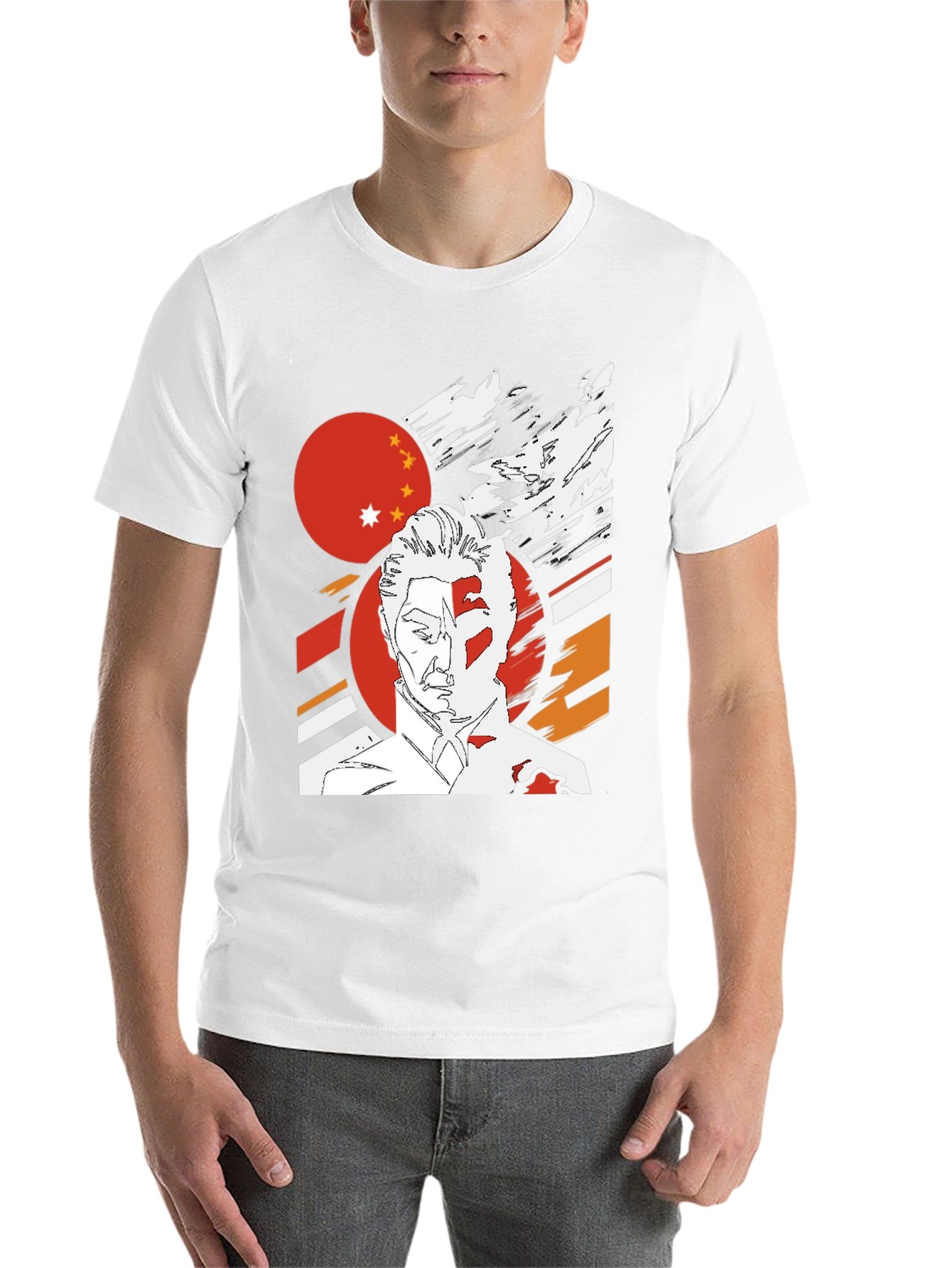 Graphic Tee - China Flag Art Print Black T-Shirt - 14