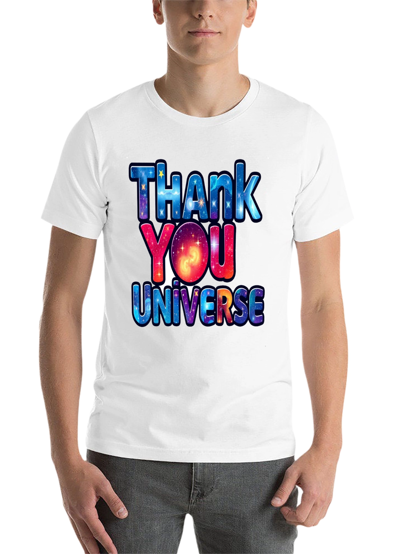 Black Thank You Universe Graphic T-Shirt view 14