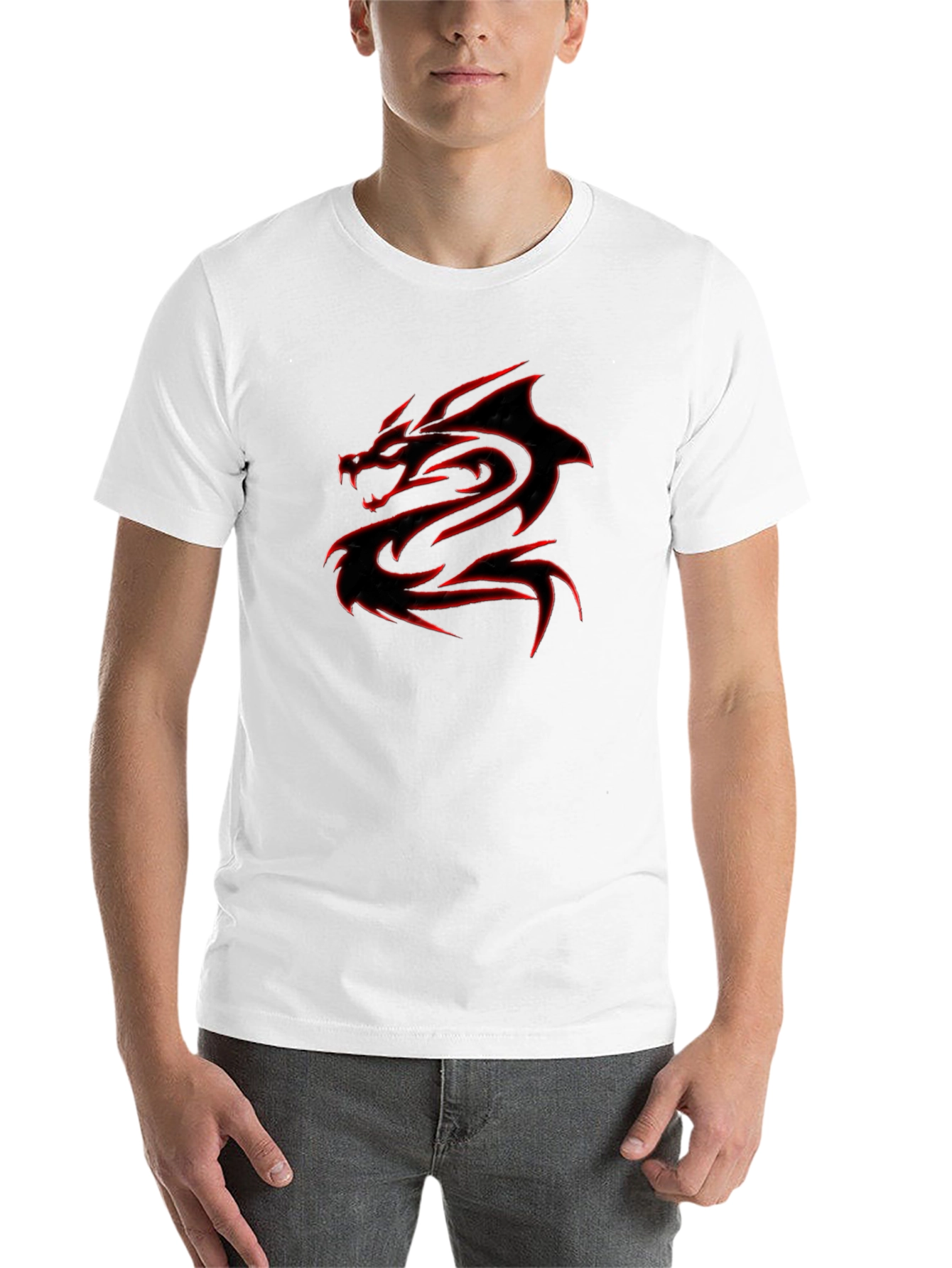 Black T-Shirt with Red Dragon Graphic - 14