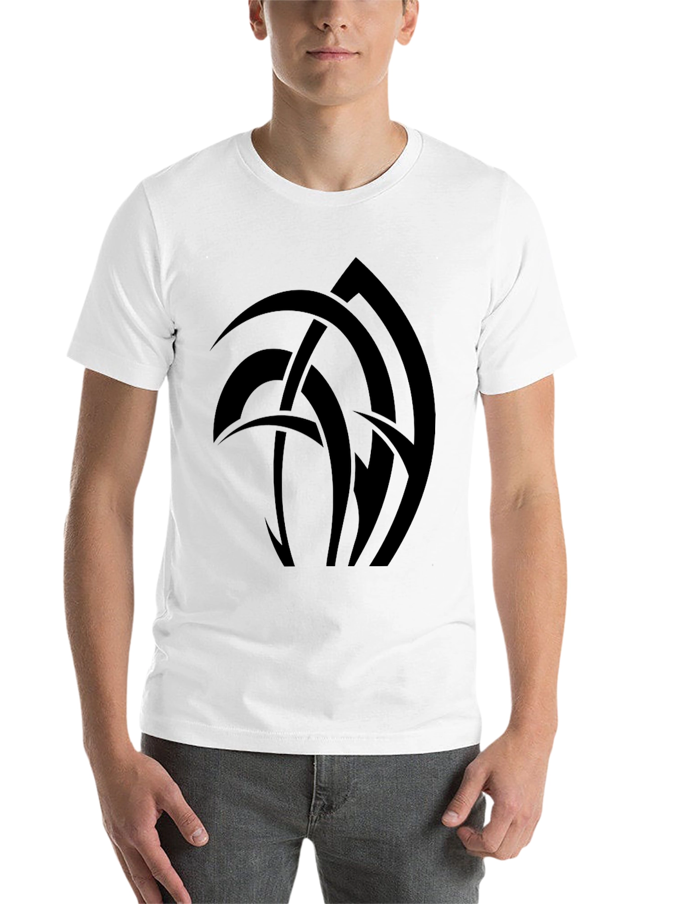 Black Abstract Graphic Tee - Black Cotton Blend T-Shirt view 14