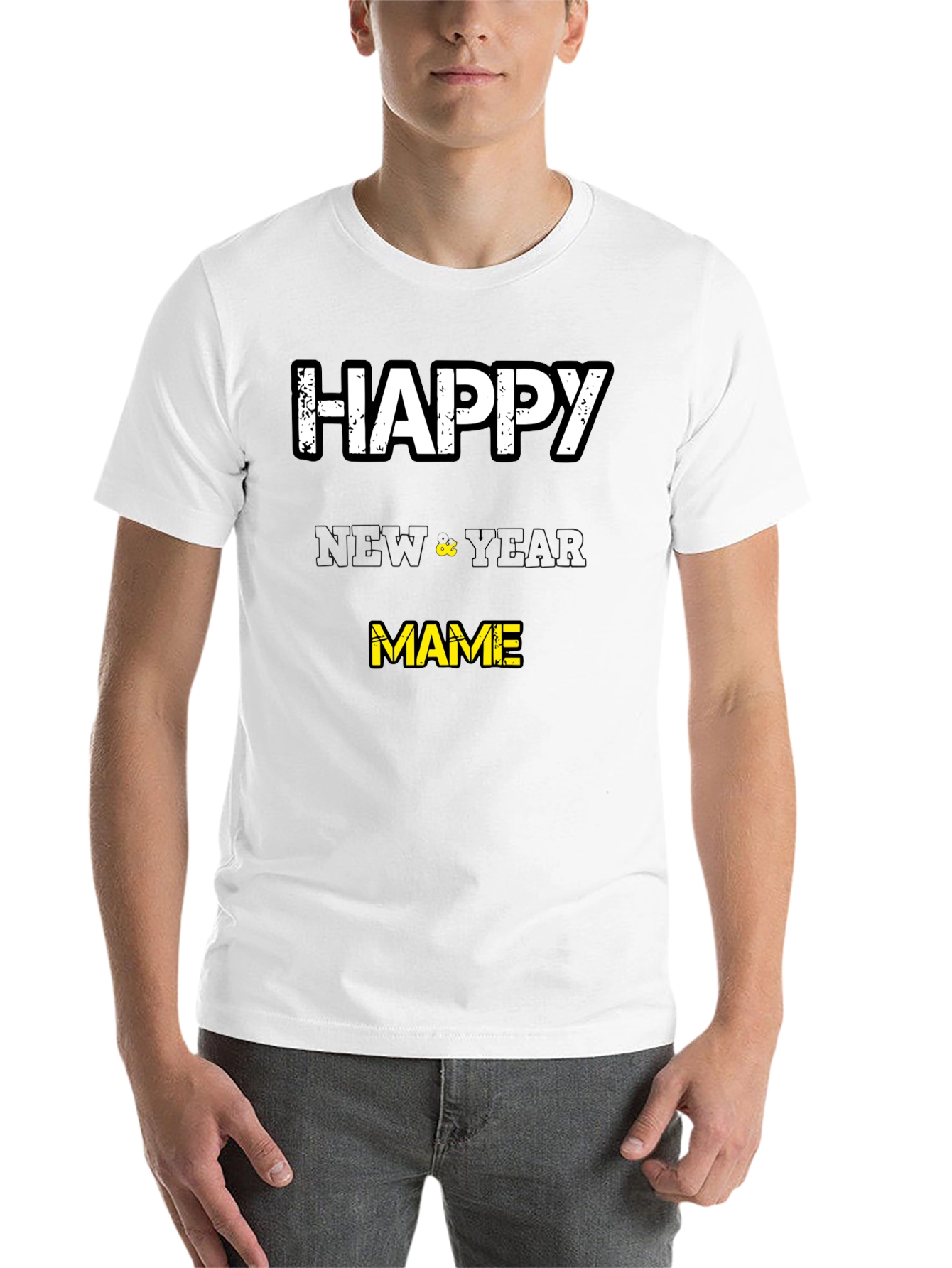 Black Happy New Year Mame T-Shirt - Black view 14
