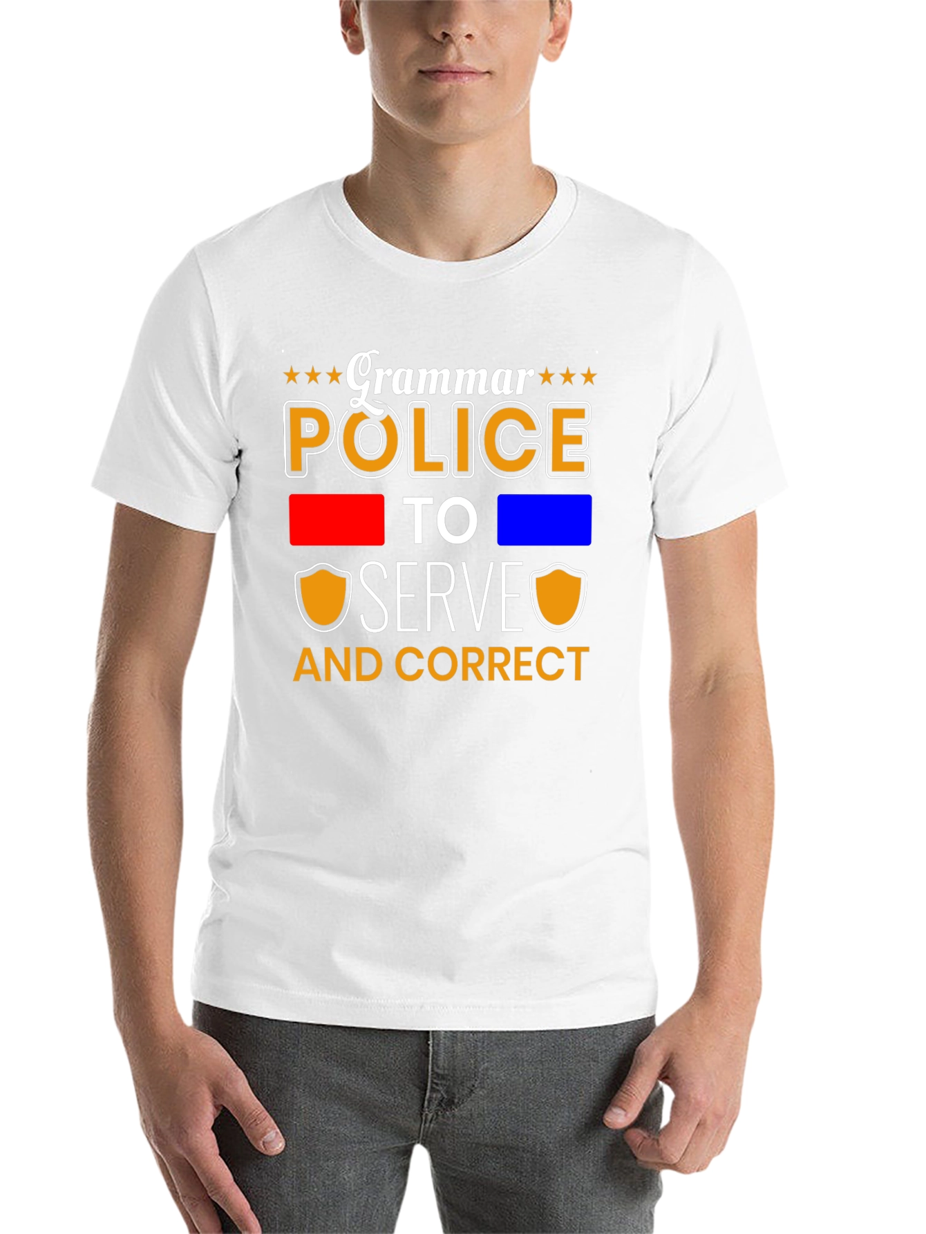 Black Grammar Police Serve & Correct T-Shirt view 14