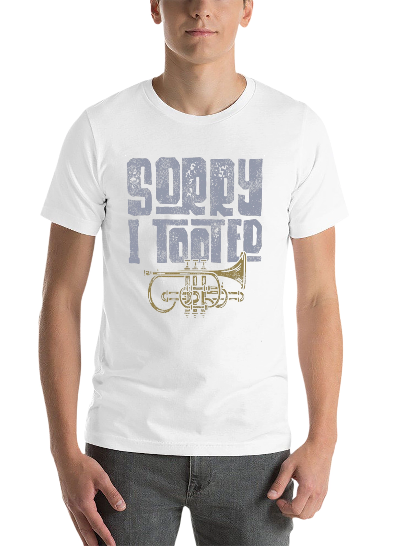 Black Sorry I Tooted T-Shirt - Funny Trumpet Design view 14