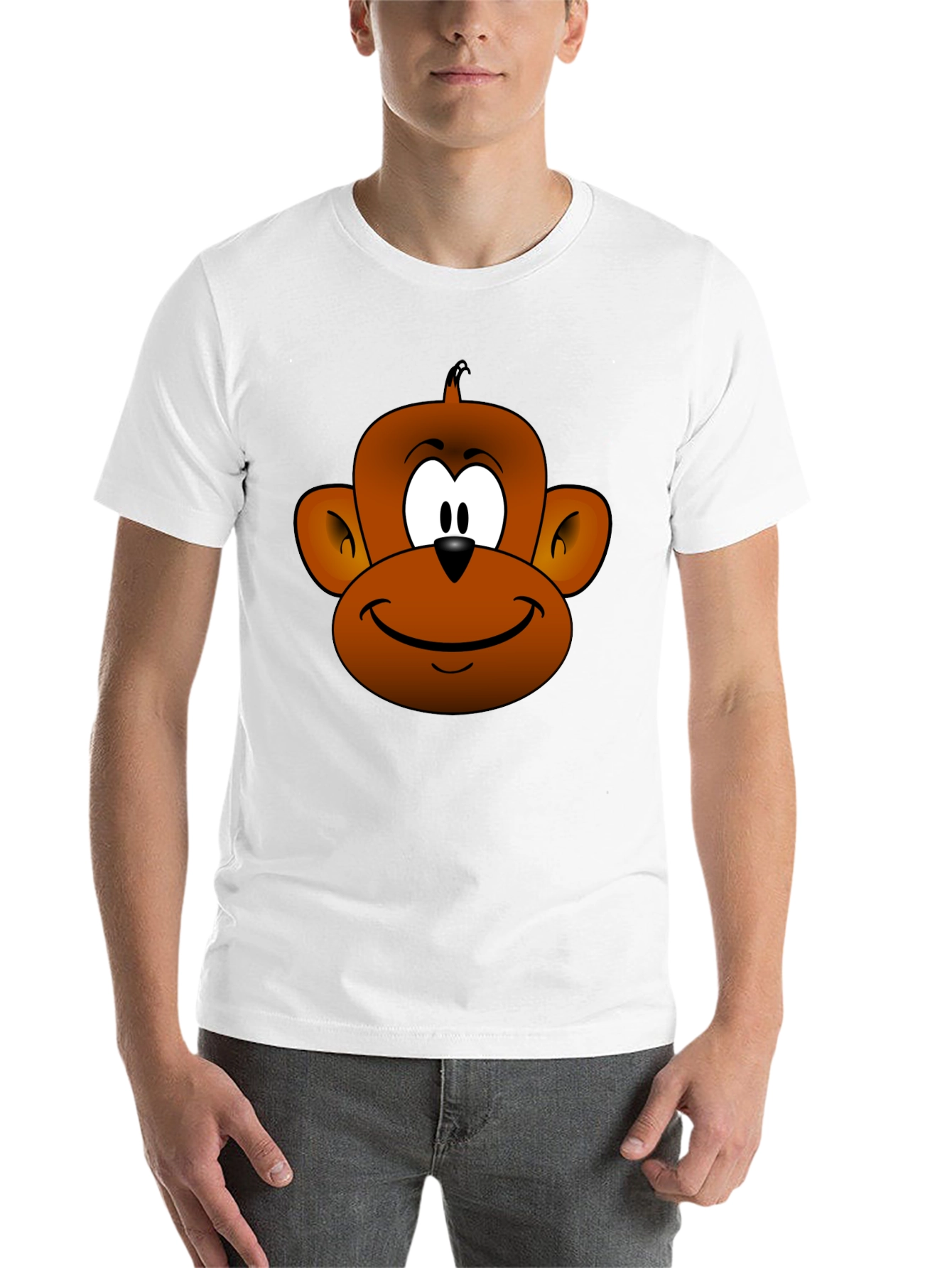 Black Cartoon Monkey Face T-Shirt view 14