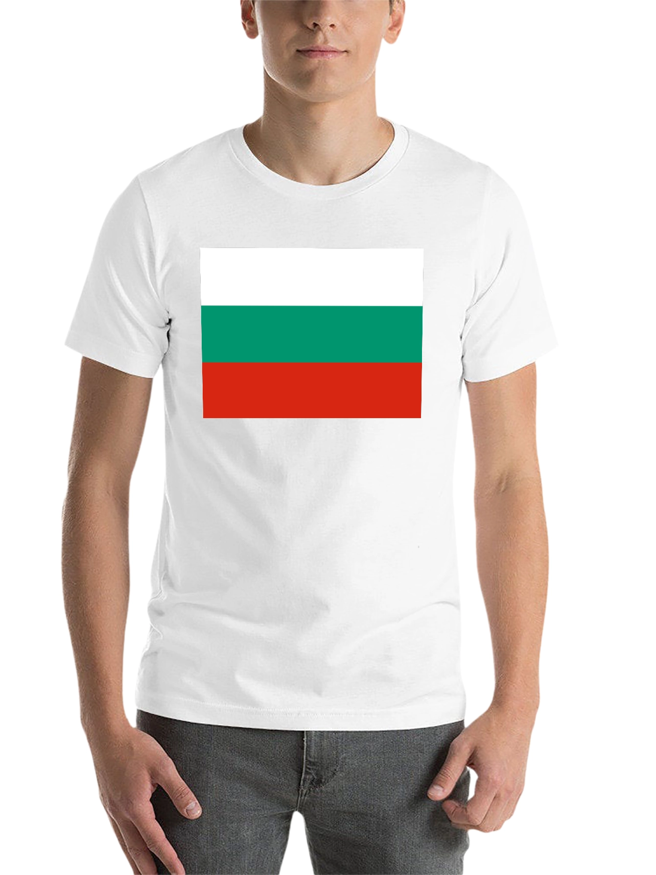 Black Bulgaria Flag Graphic T-Shirt - Black Crew Neck Tee view 14