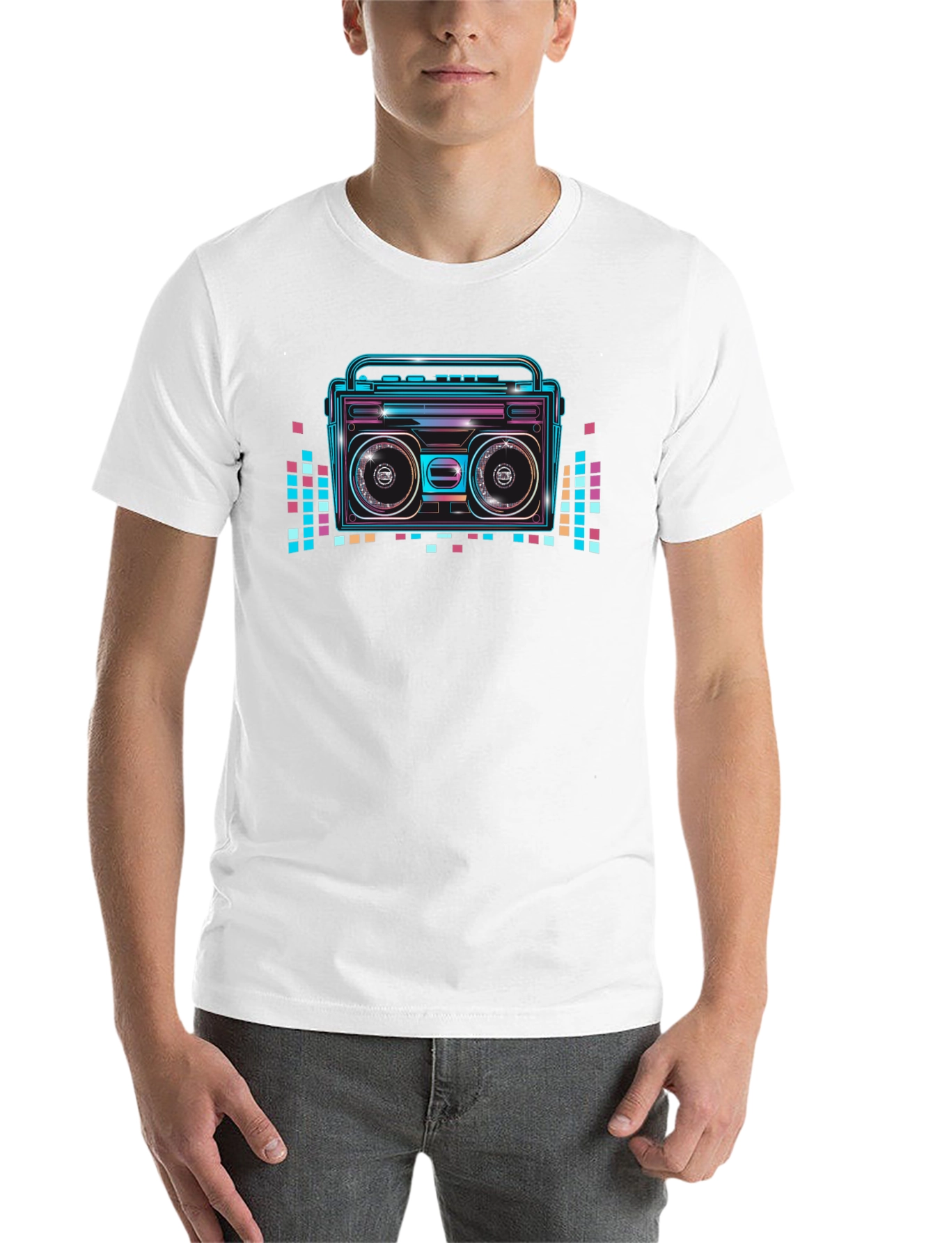 Black Retro Boombox Graphic T-Shirt - Vintage 80s Style view 14