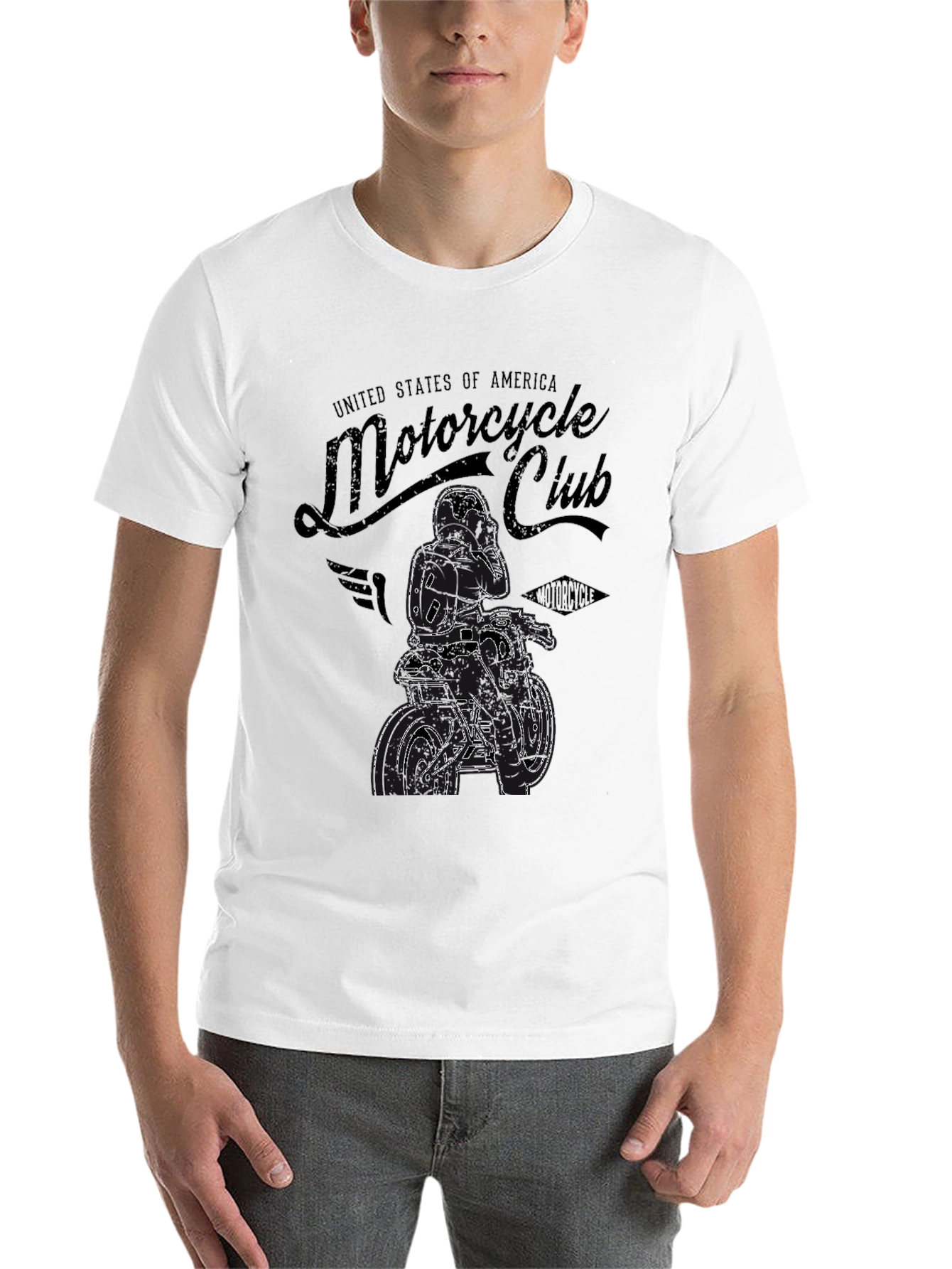 Motorcycle Club Graphic Print T-Shirt - Black - 14