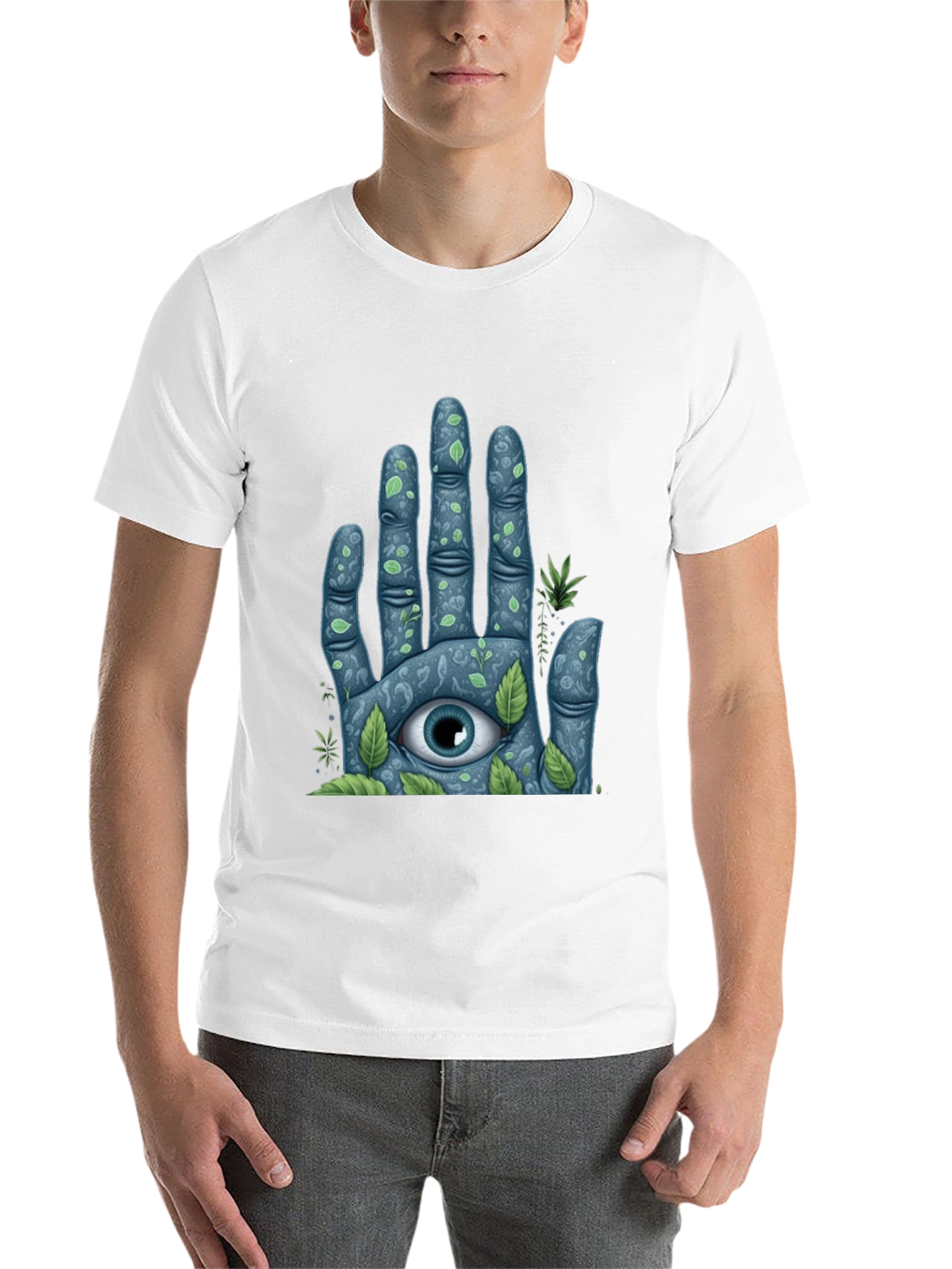 Black Mystic Eye Hand Graphic Tee - Nature Inspired Design view 14