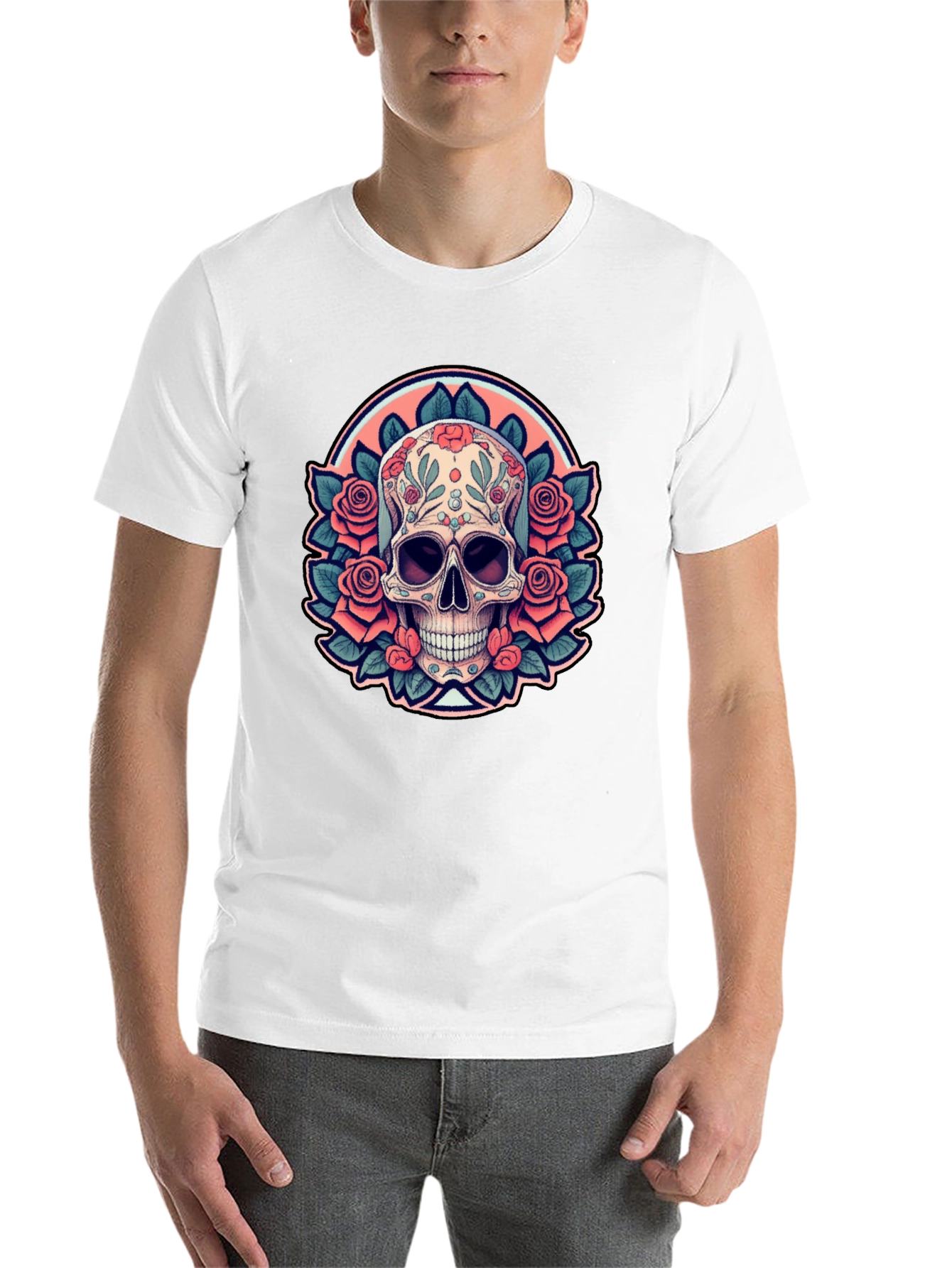 Black Sugar Skull Rose Black T-Shirt view 14