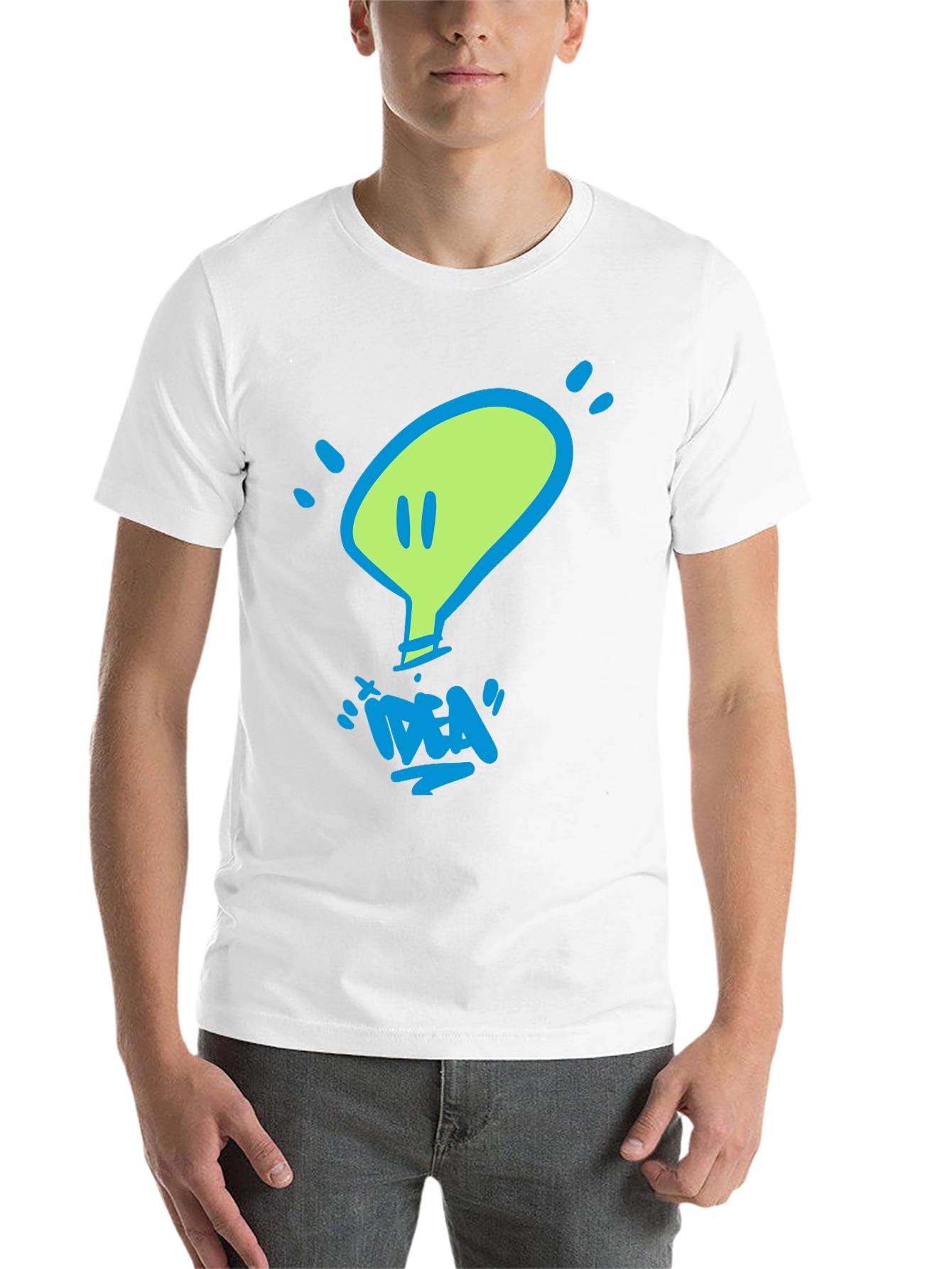 Black Idea Lightbulb Graphic T-Shirt - Unisex Crew Neck view 14