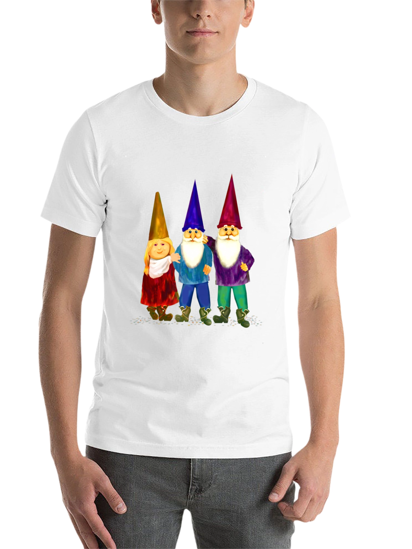 Black Gnome Trio T-Shirt, Black Cotton Blend view 14