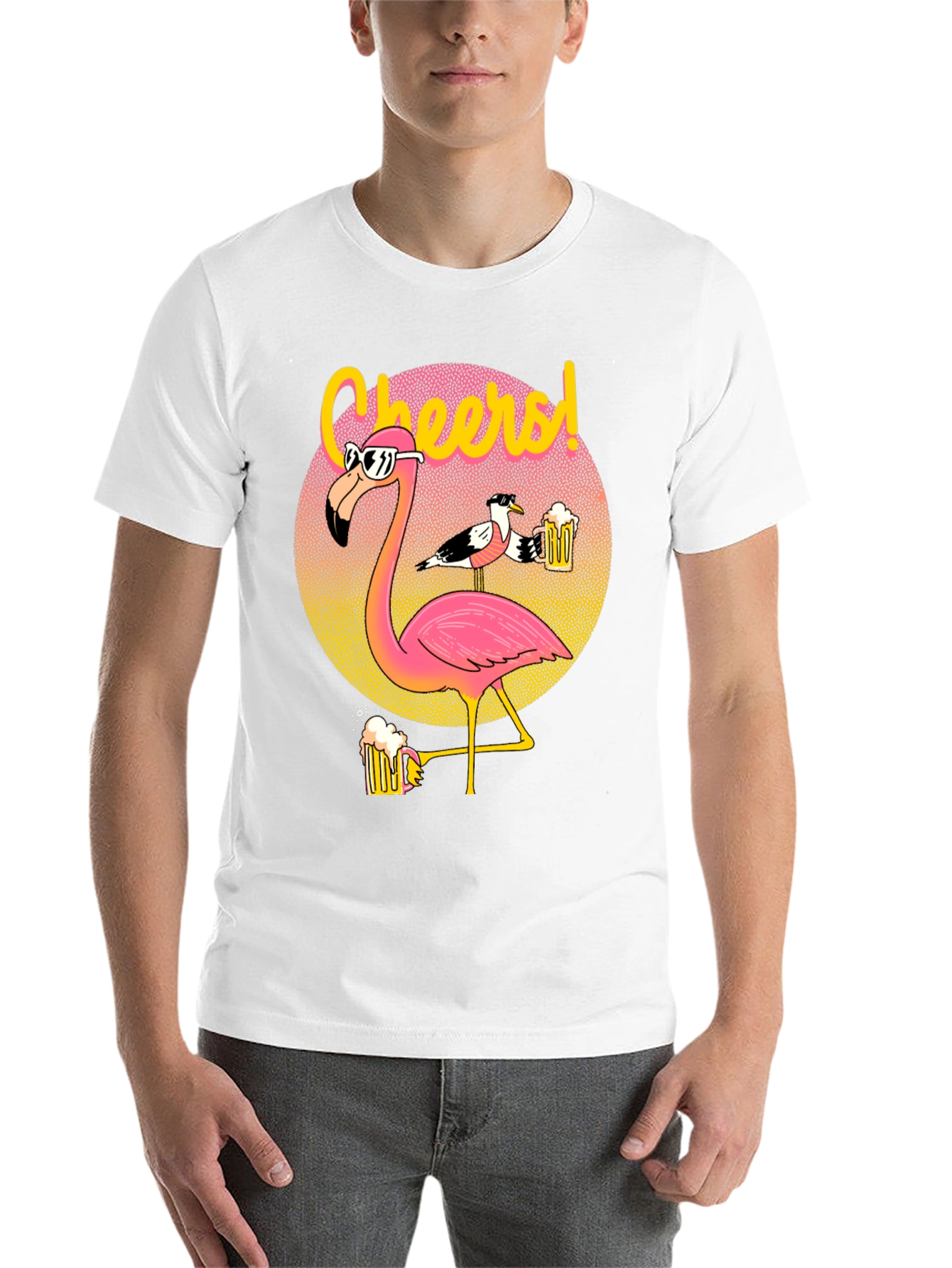 Black Cheers Flamingo Graphic T-Shirt view 14