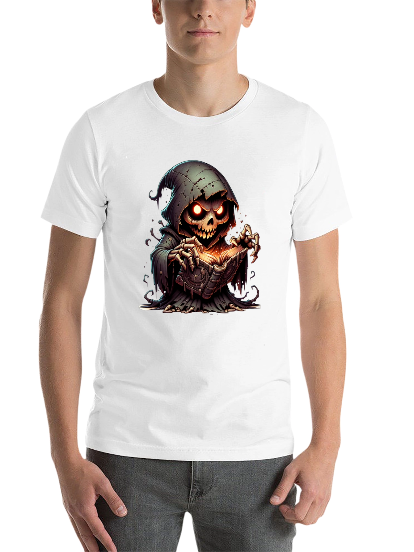 Black Grim Reaper Graphic Tee - Spooky Book Design view 14