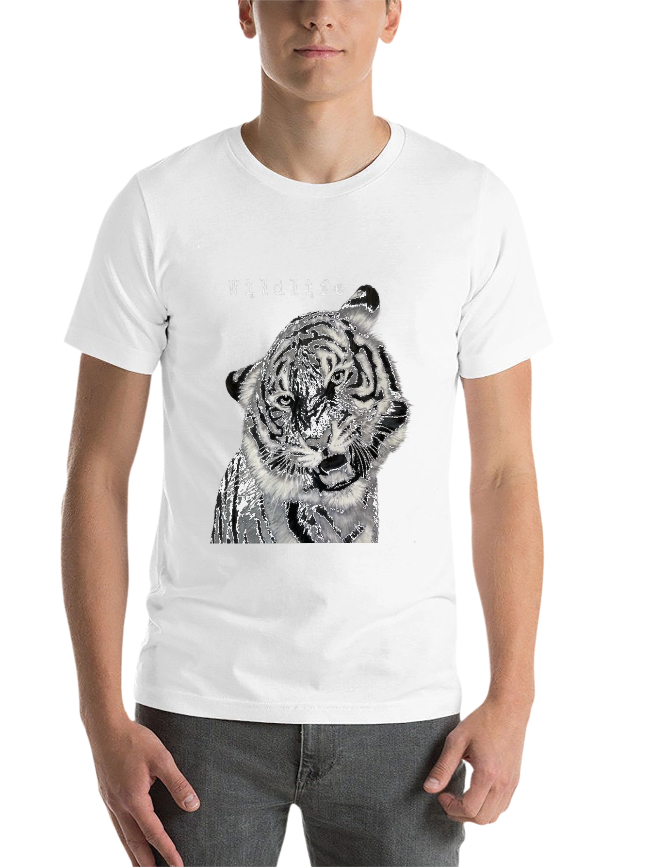 Black Wildlife Tiger Graphic Black T-Shirt view 14
