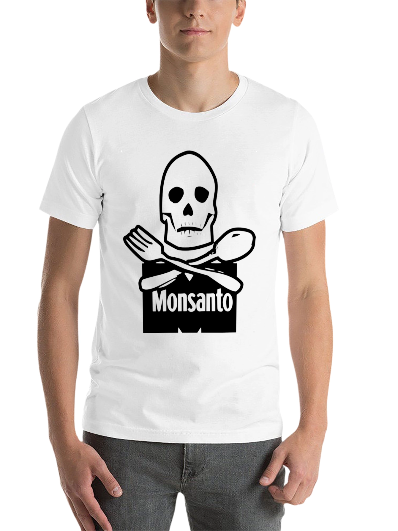 Black Monsanto Skull T-Shirt - Anti-GMO Statement Tee view 14