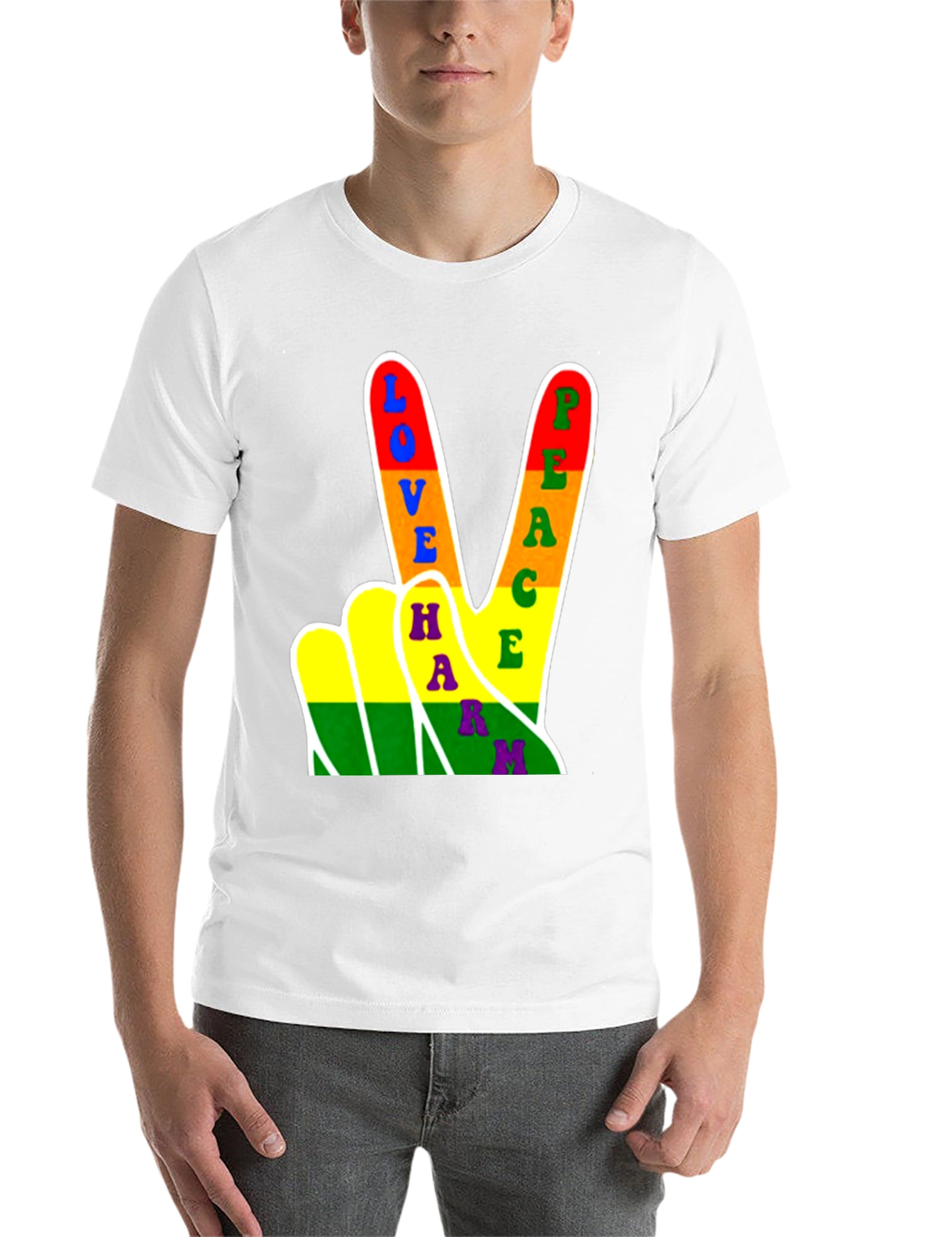 Black Love Peace Harmony Rainbow Graphic T-Shirt view 14