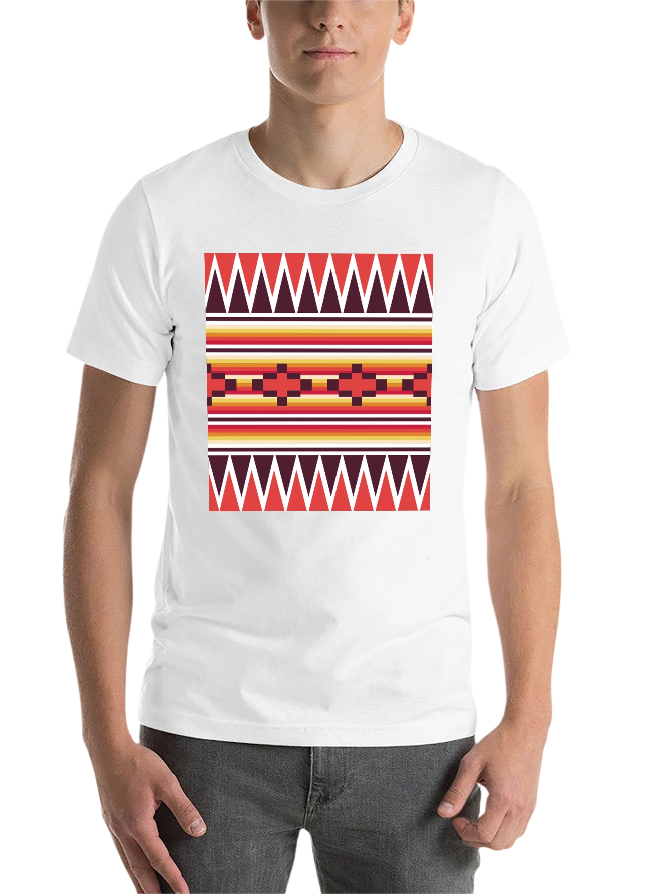 Black Geometric Pattern Tee - Southwest Style view 14