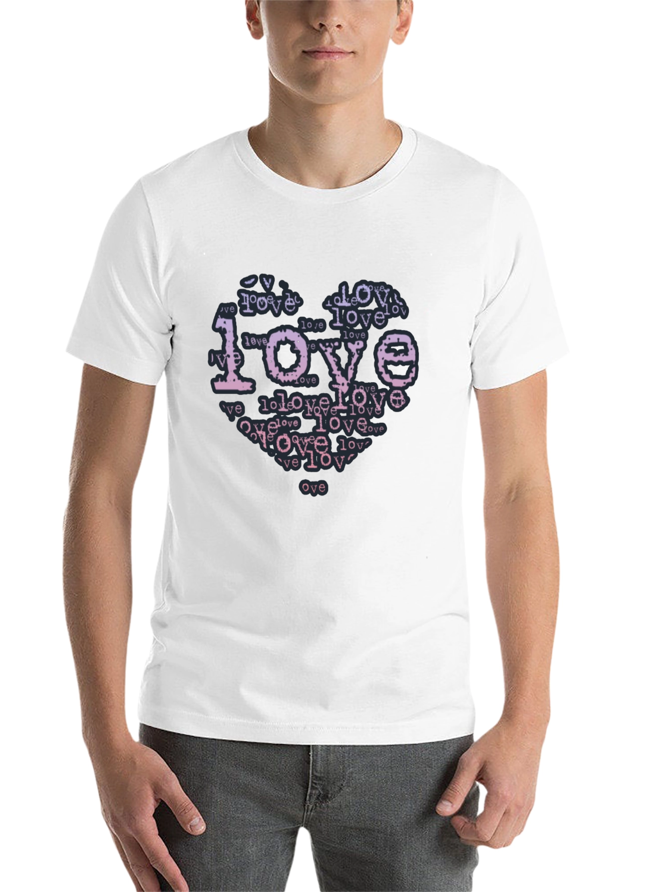 Black Love Typography Heart Black T-Shirt view 14