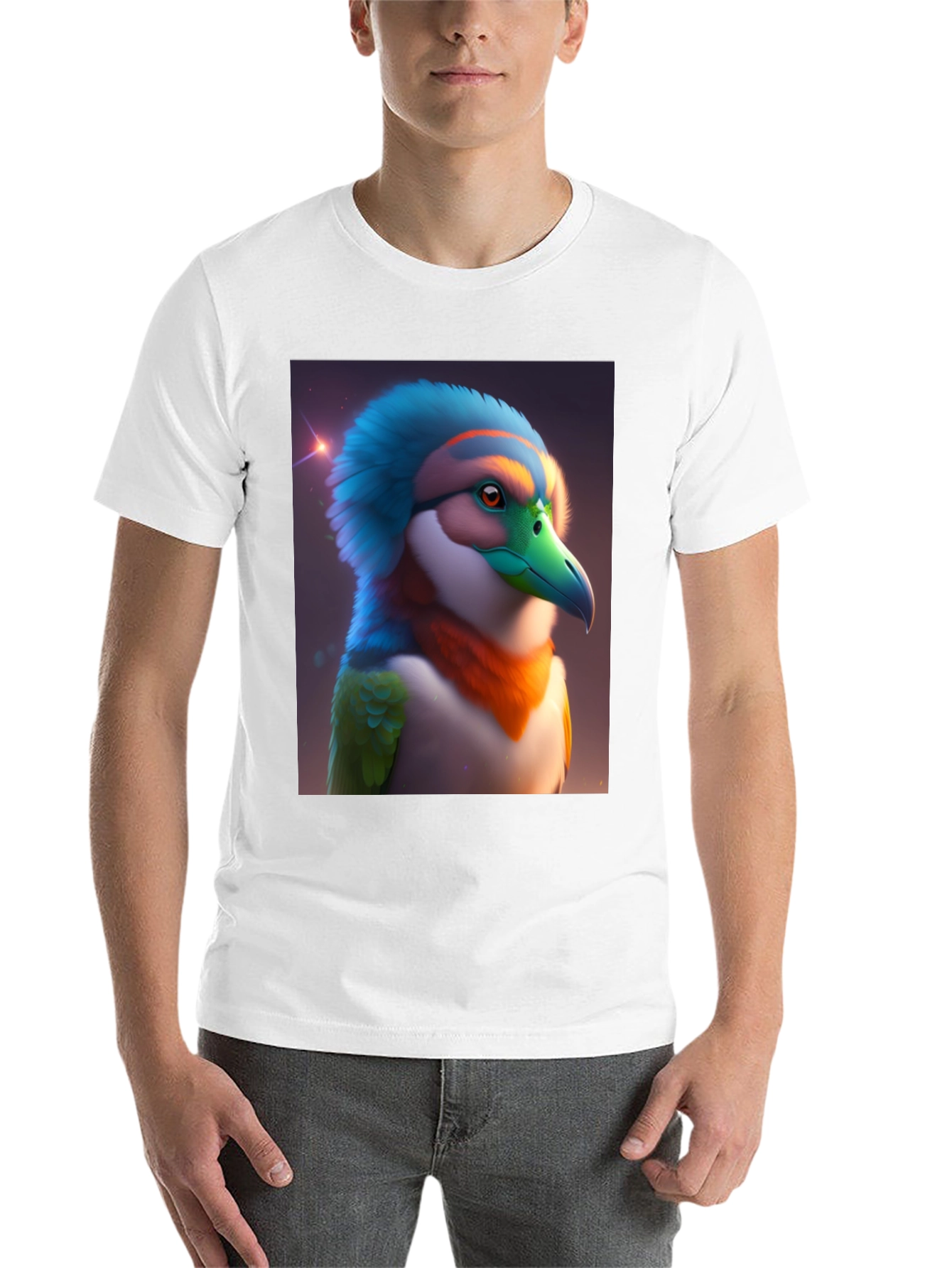 Black Exotic Bird Graphic Tee - Unique Colorful Bird Design view 14