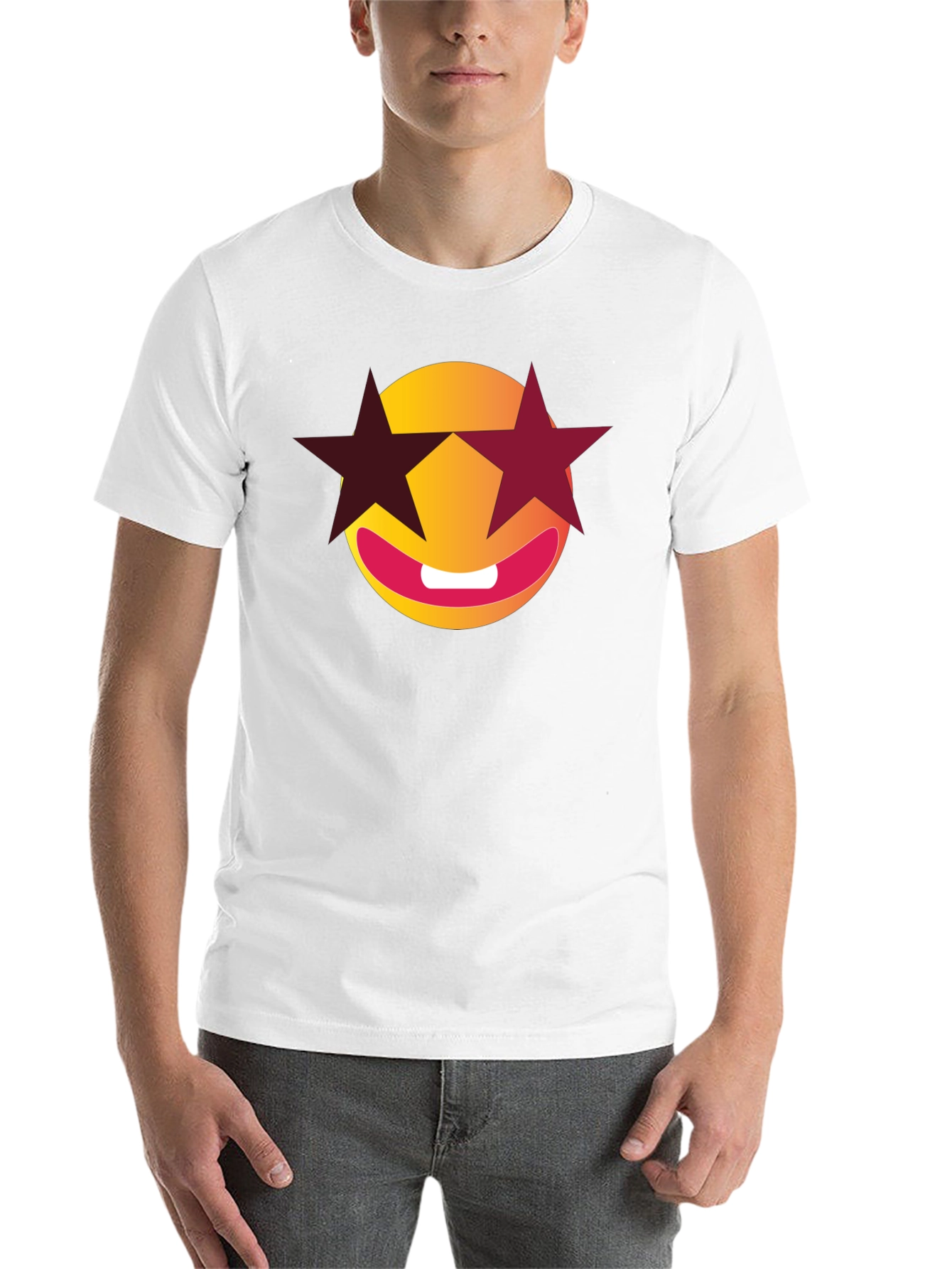 Black Smiley Face with Star Shades Graphic T-Shirt view 14