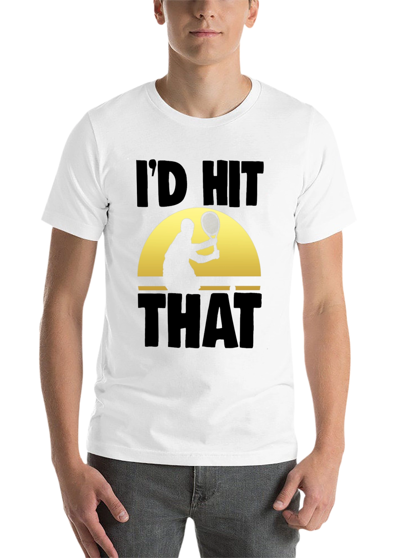 Black I'd Hit That Funny Tennis T-Shirt view 14