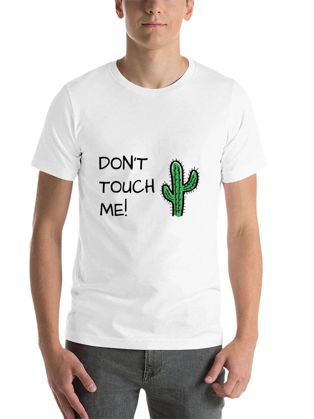 Black Don't Touch Me Cactus T-Shirt - Black Cotton Tee view 14