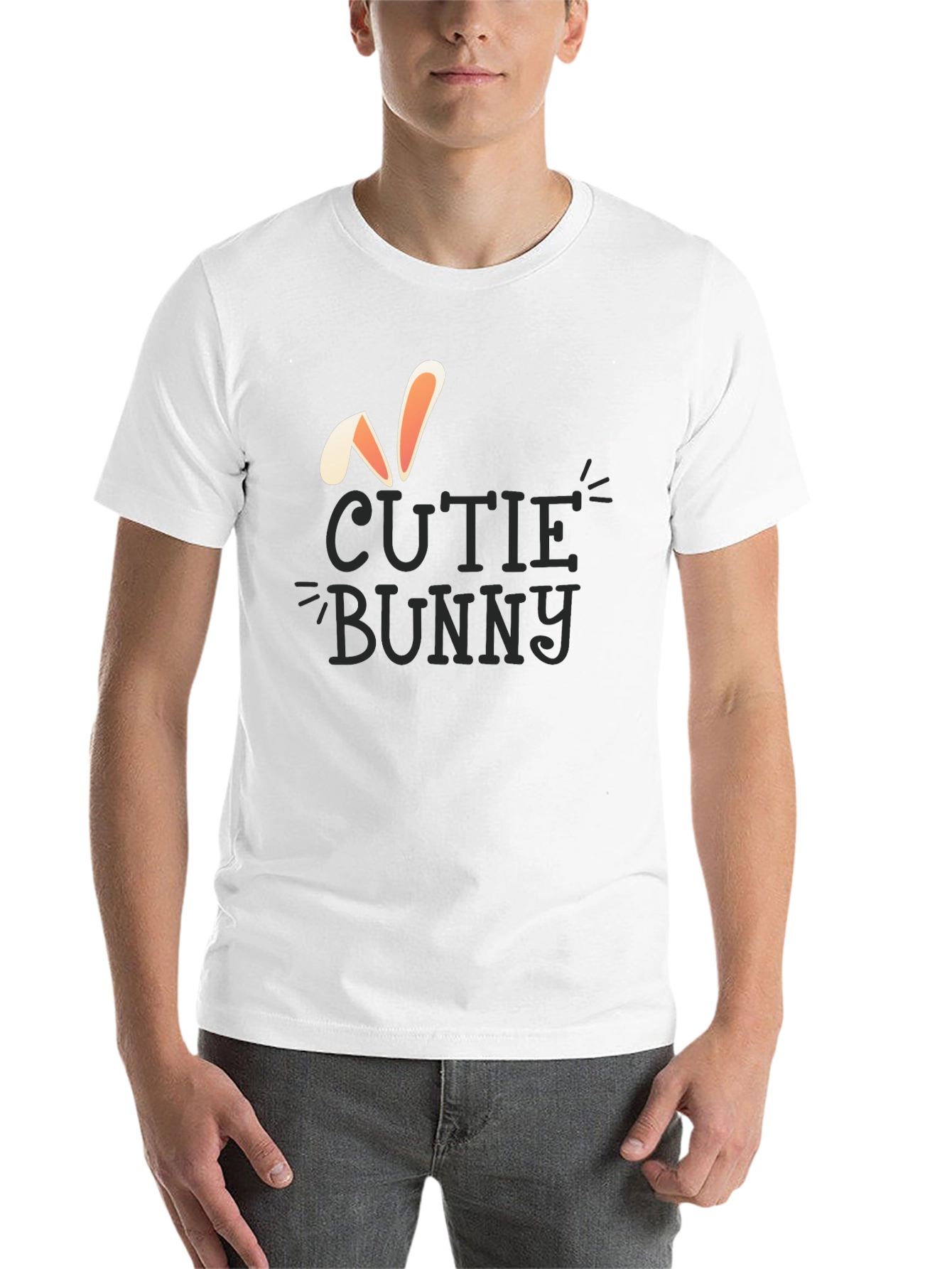 Black Cutie Bunny Graphic T-Shirt - Unisex Black Tee view 14