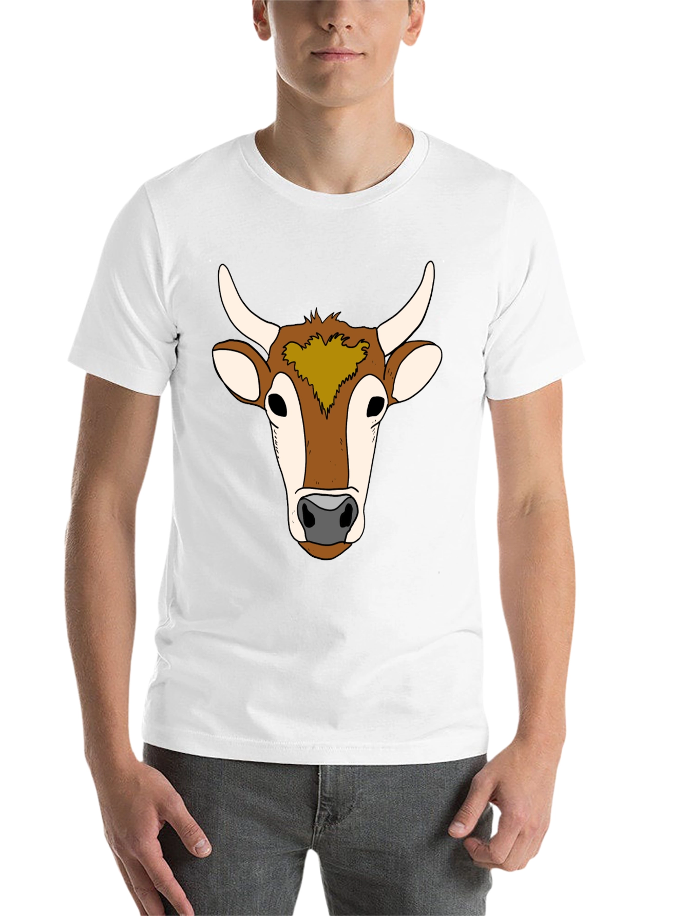 Black Cow Face Graphic Tee - Unisex Black T-Shirt view 14