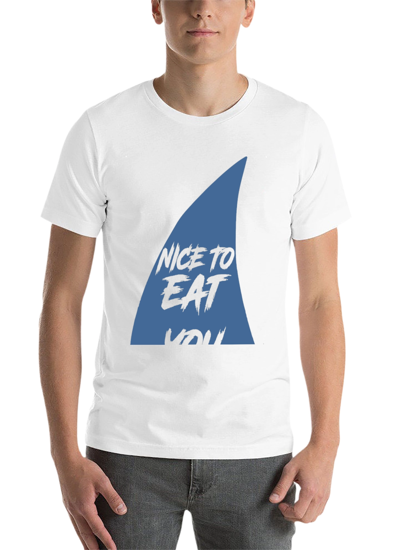 Black Nice to Eat You Shark Fin Graphic Tee view 14